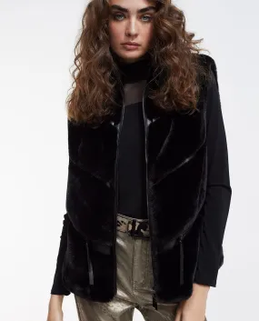 Cropped faux fur waistcoat