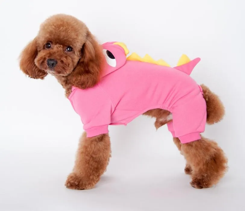 Cute Dinosaur Style Dog Warm Clothes Puppy Jumpsuit Hoodies Vest