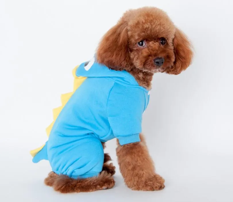 Cute Dinosaur Style Dog Warm Clothes Puppy Jumpsuit Hoodies Vest