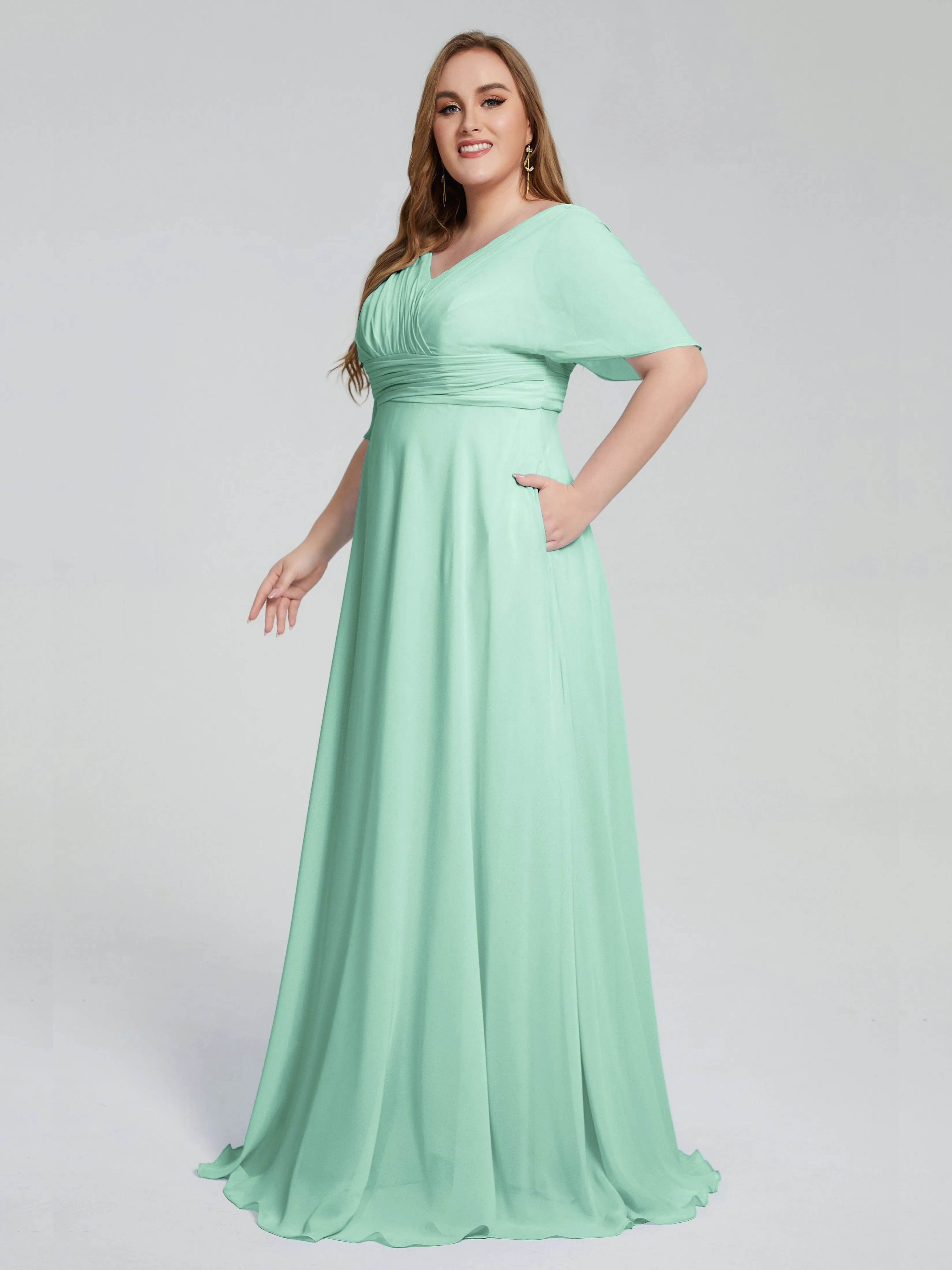 Daniela Elegant Short Sleeves Mother of the Bride Dresses With Pockets