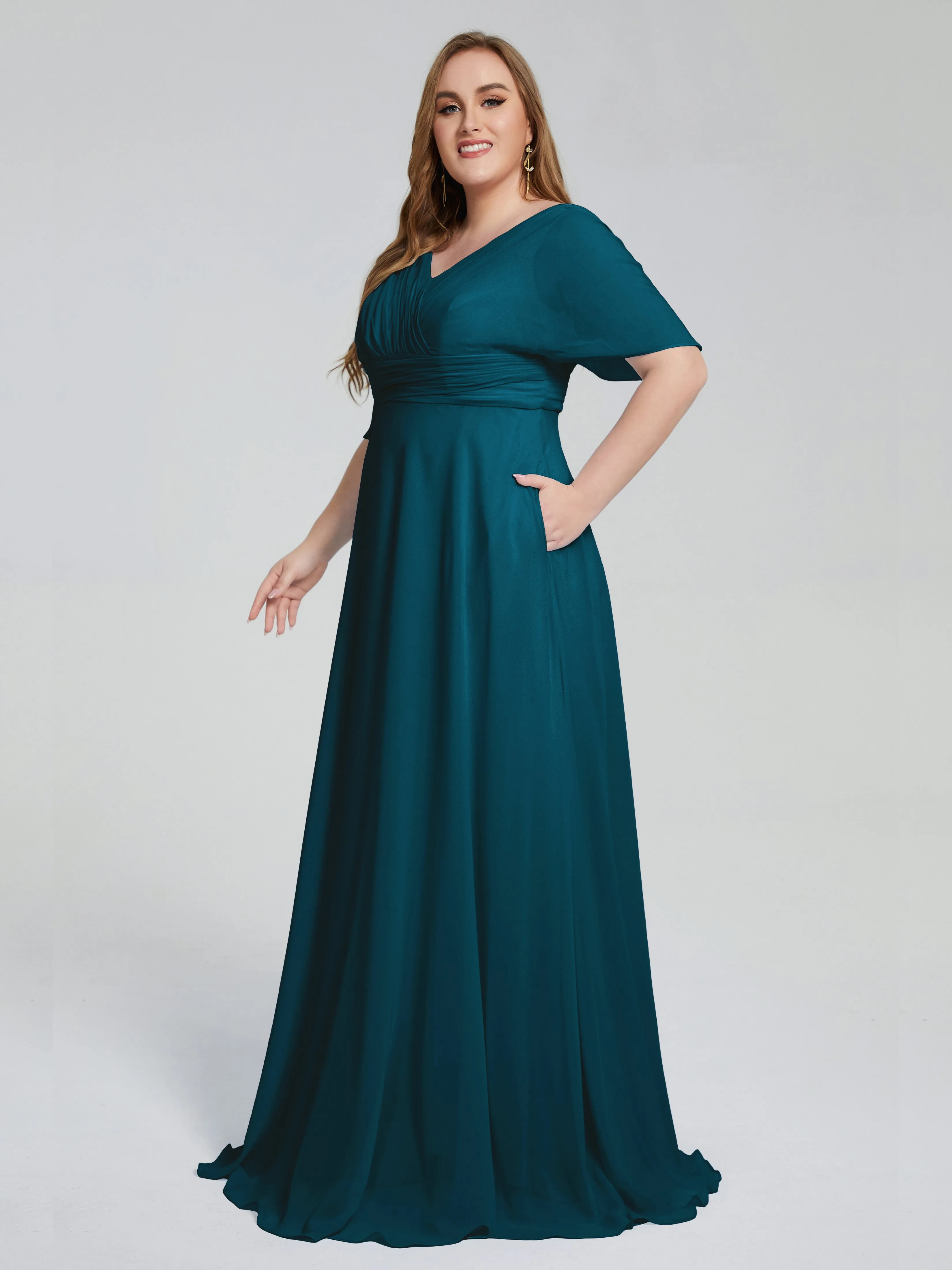 Daniela Elegant Short Sleeves Mother of the Bride Dresses With Pockets