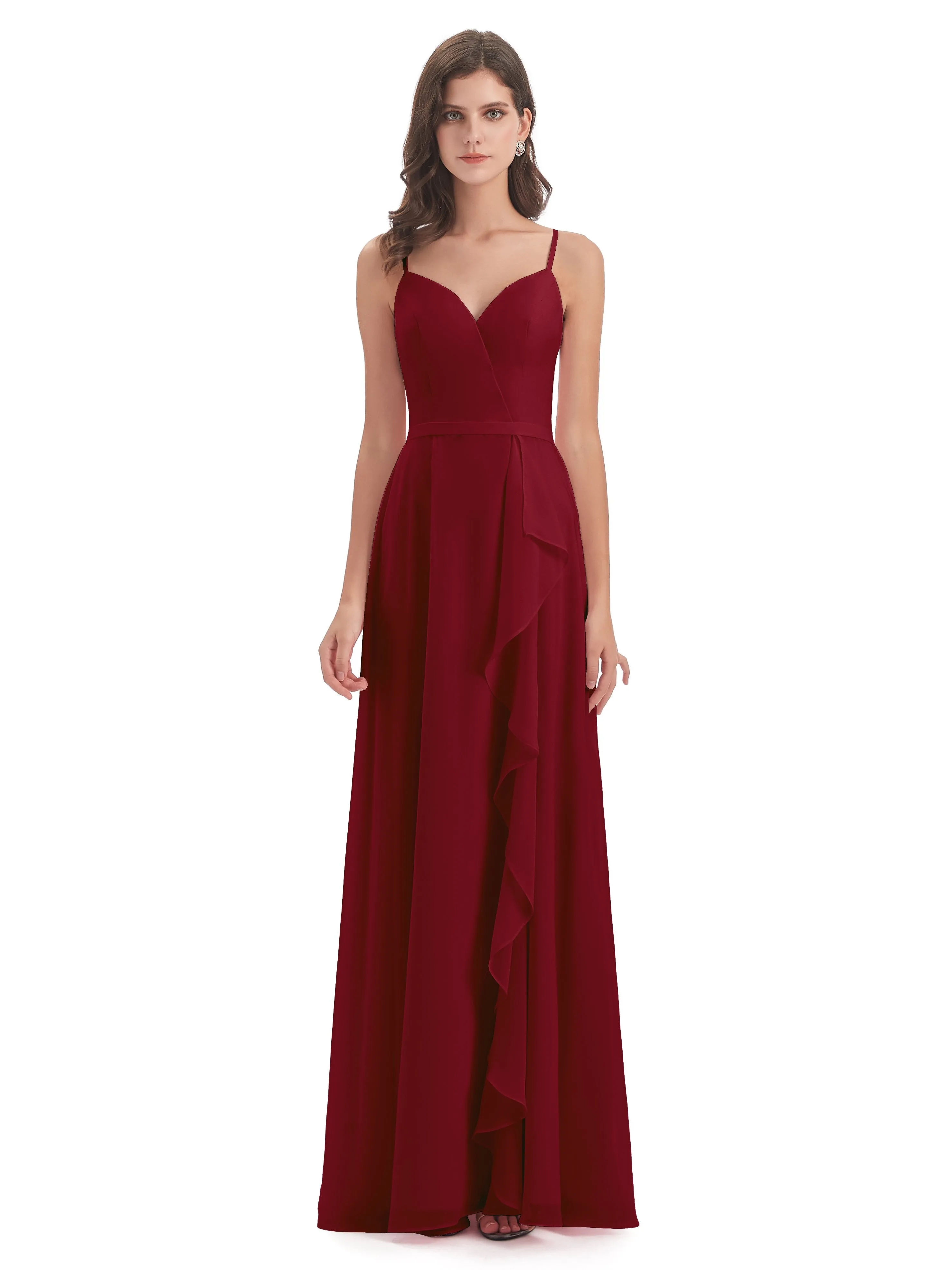 Delilah Chiffon Spaghetti Straps Long Elegant Bridesmaid Dresses