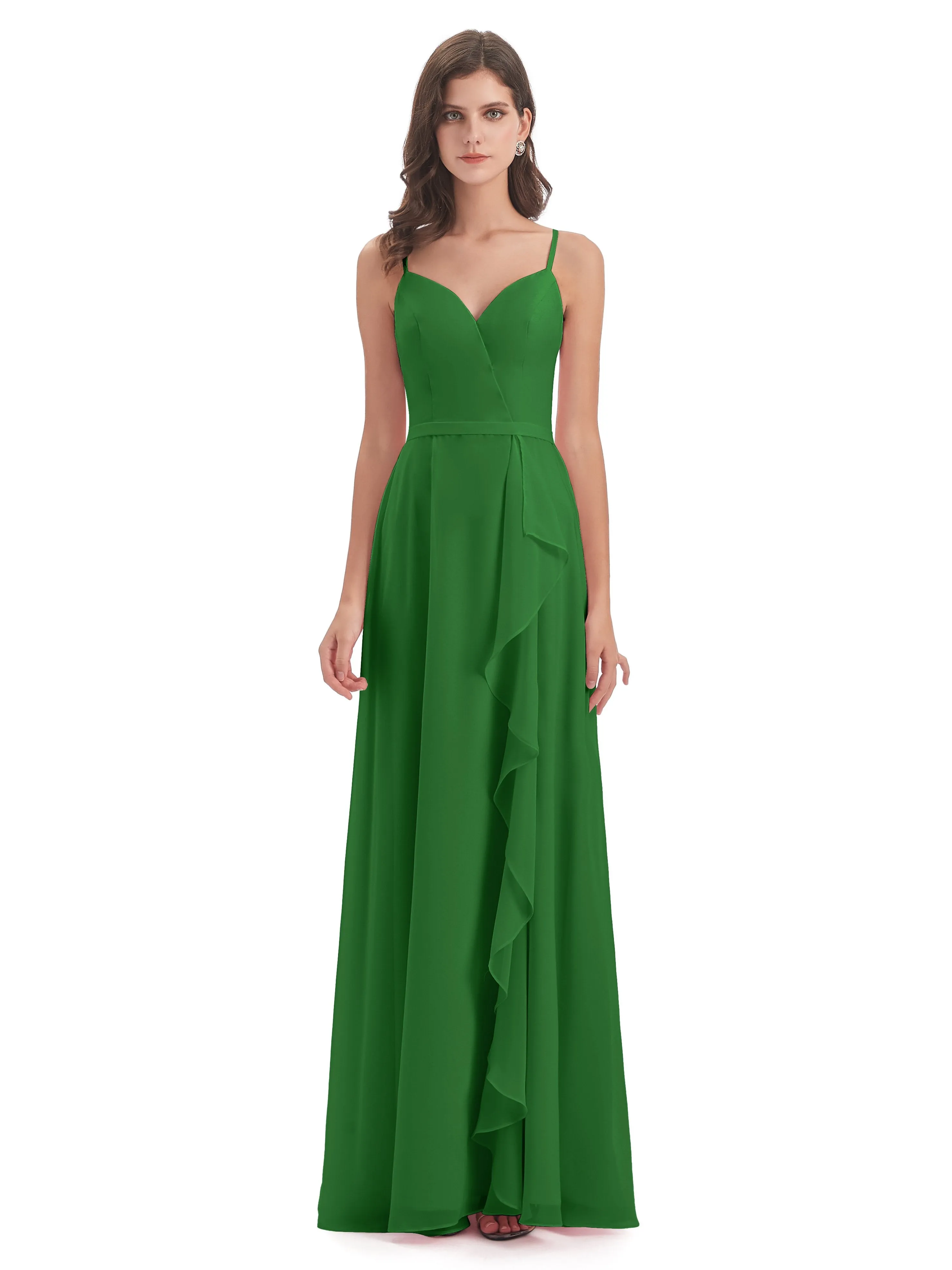 Delilah Chiffon Spaghetti Straps Long Elegant Bridesmaid Dresses