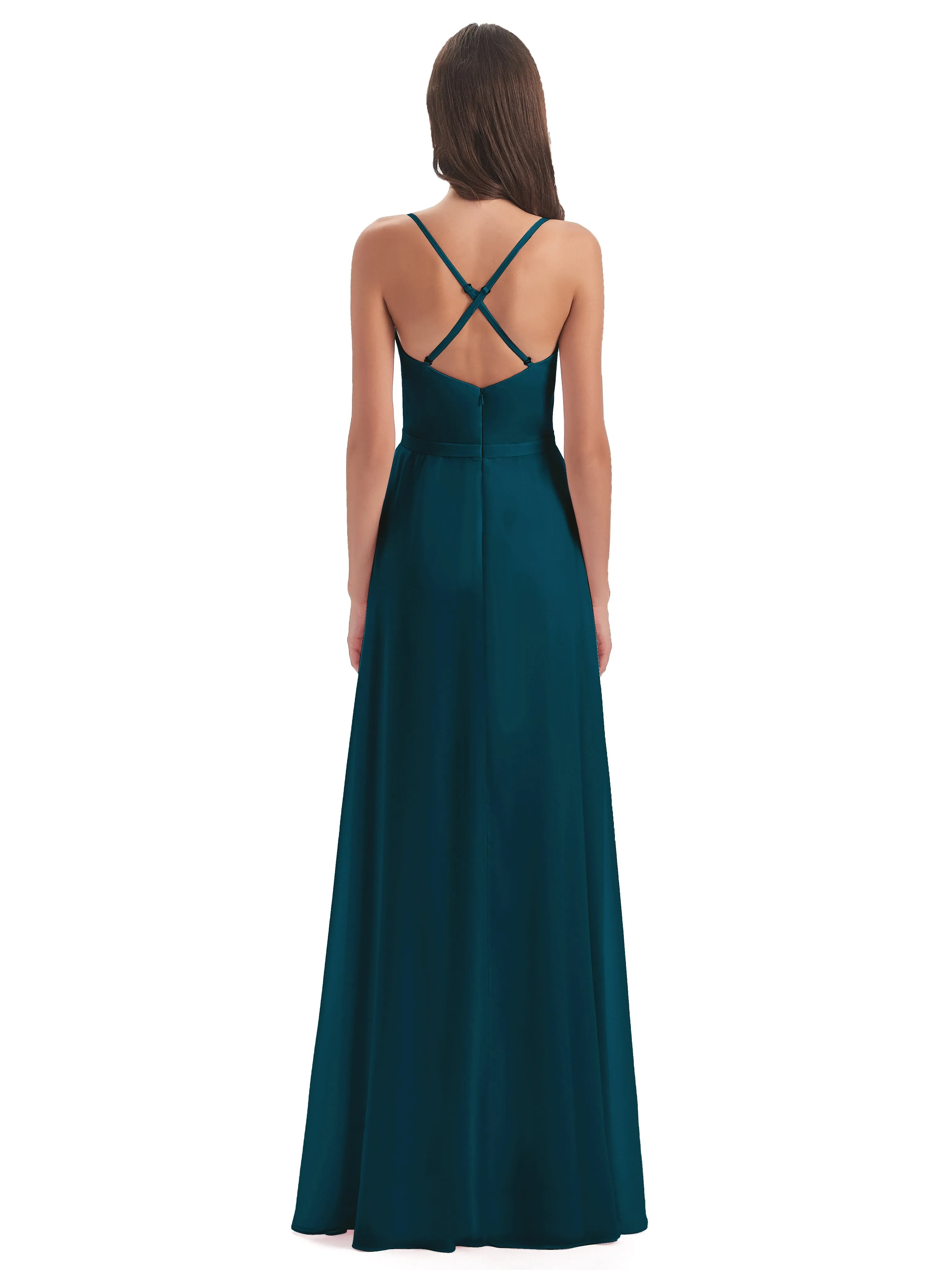 Delilah Chiffon Spaghetti Straps Long Elegant Bridesmaid Dresses