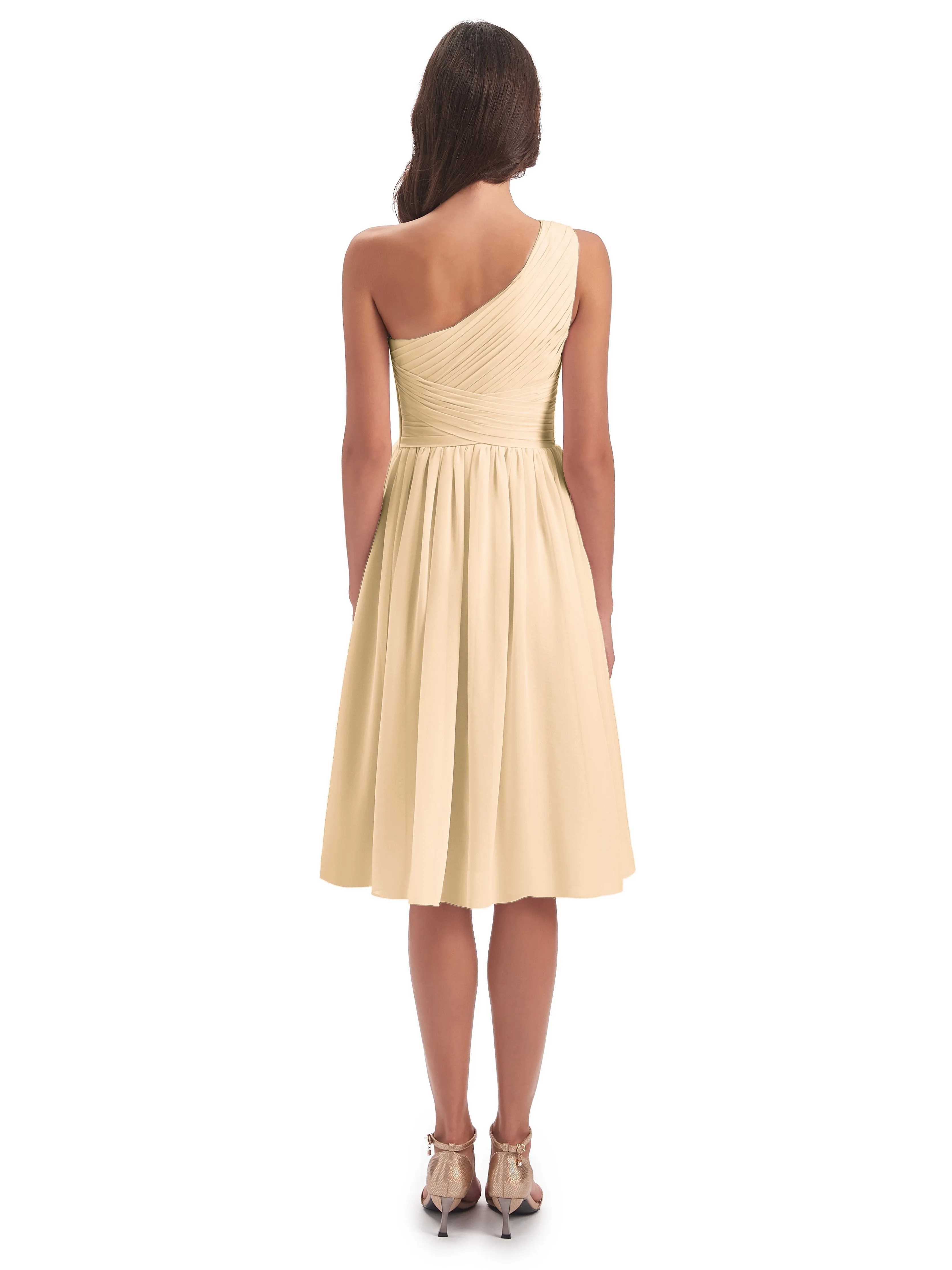 Delilah Simple Chiffon One Shoulder Short Bridesmaid Dresses