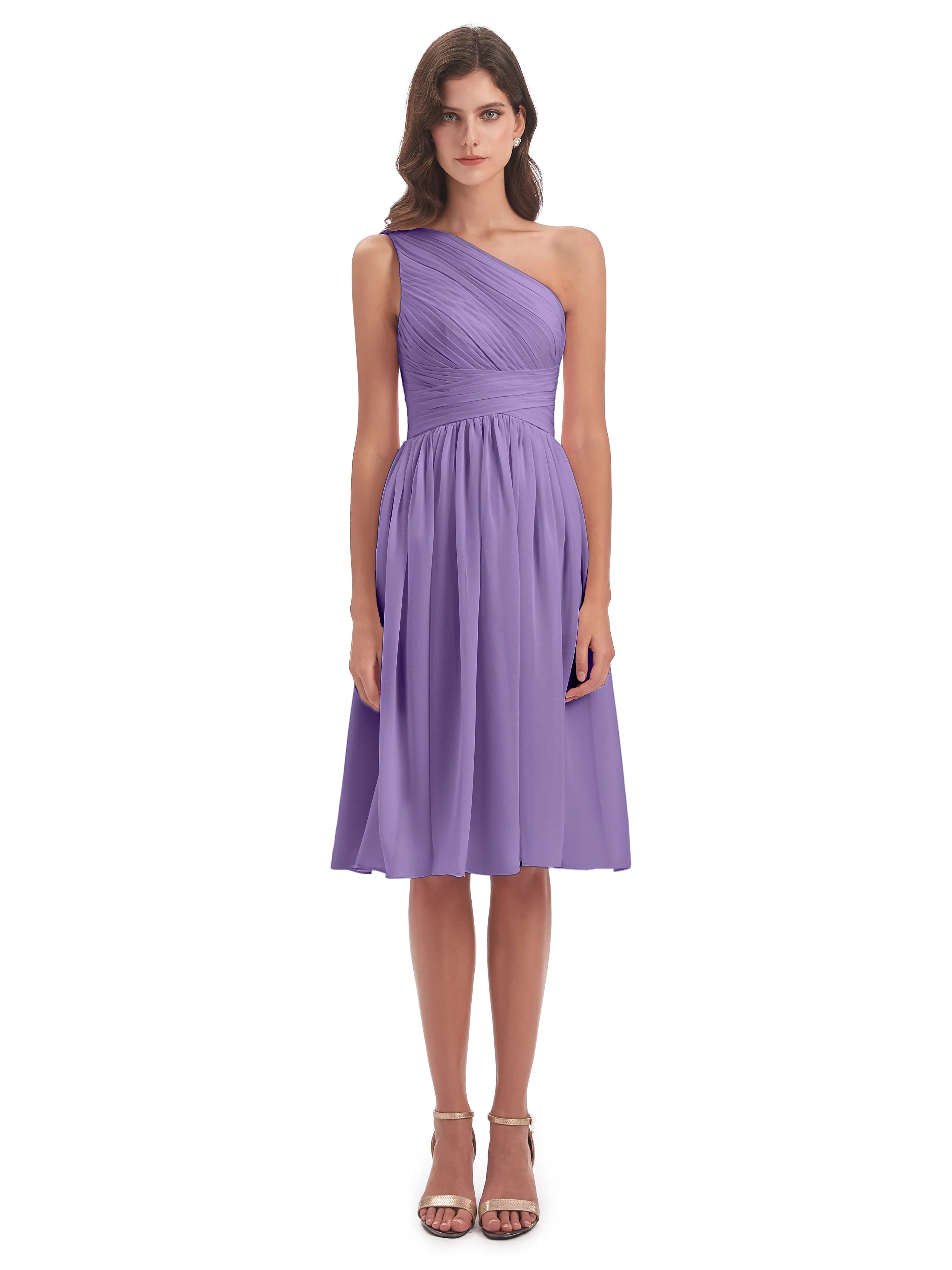 Delilah Simple Chiffon One Shoulder Short Bridesmaid Dresses