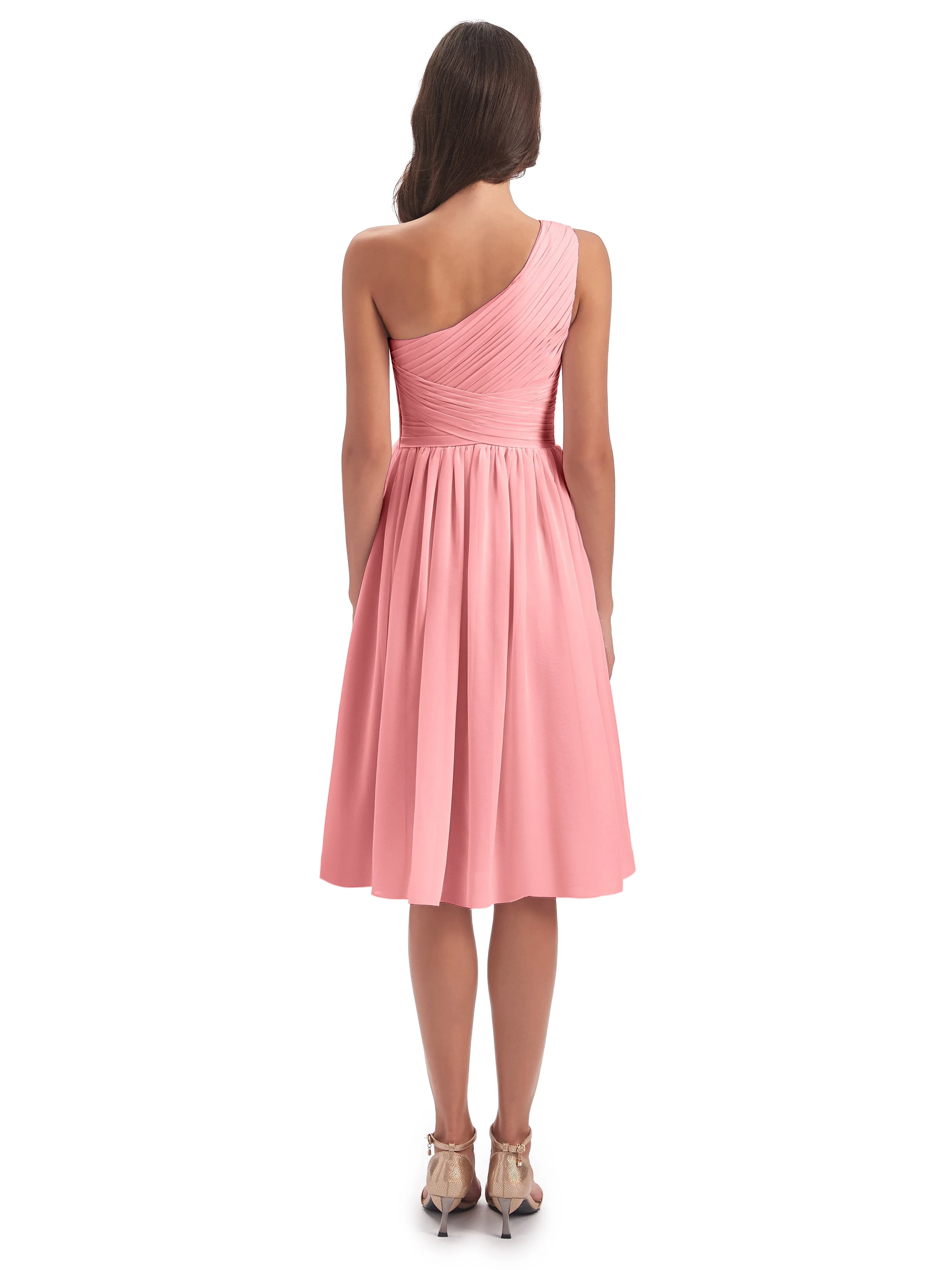 Delilah Simple Chiffon One Shoulder Short Bridesmaid Dresses