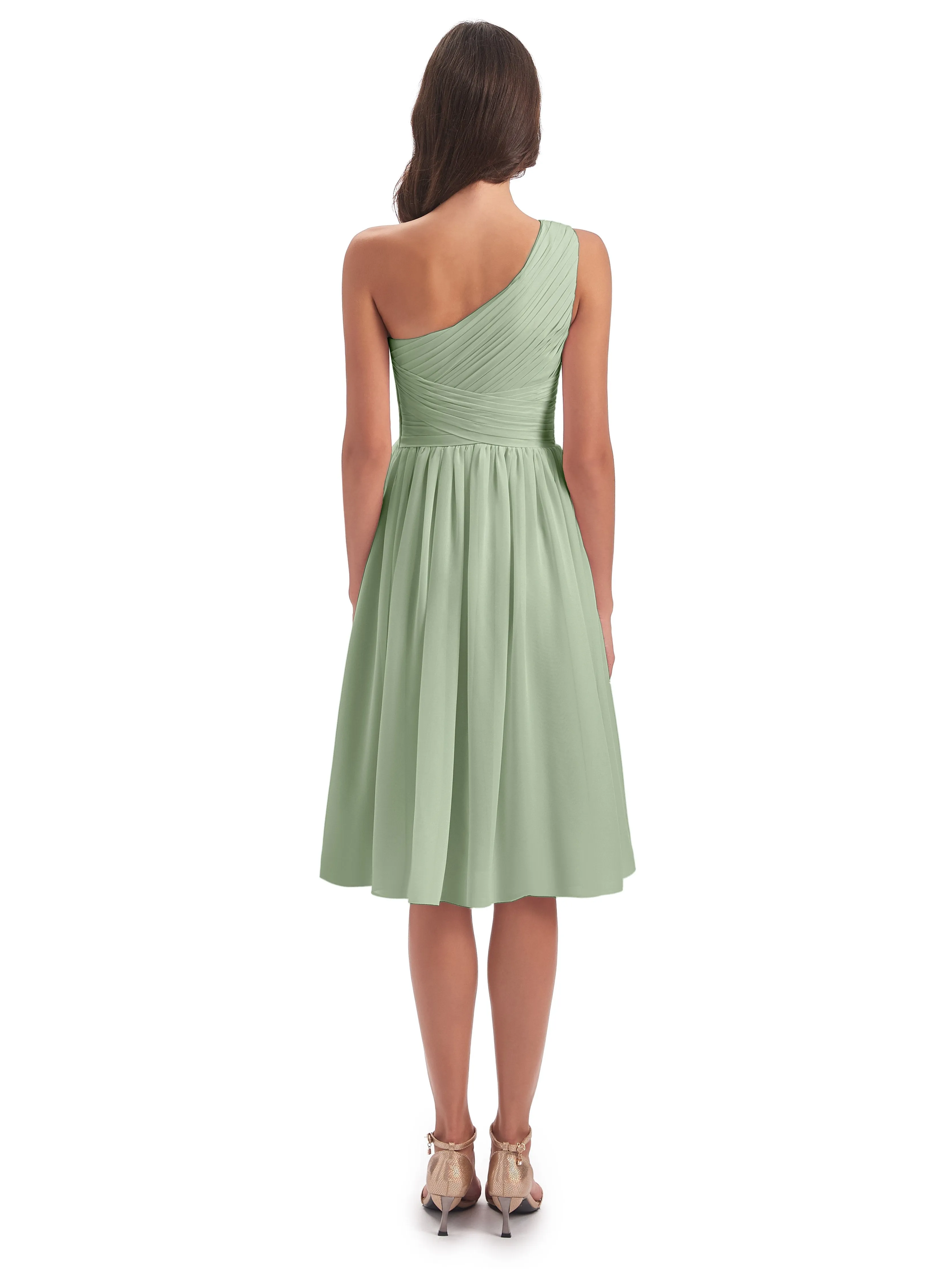 Delilah Simple Chiffon One Shoulder Short Bridesmaid Dresses