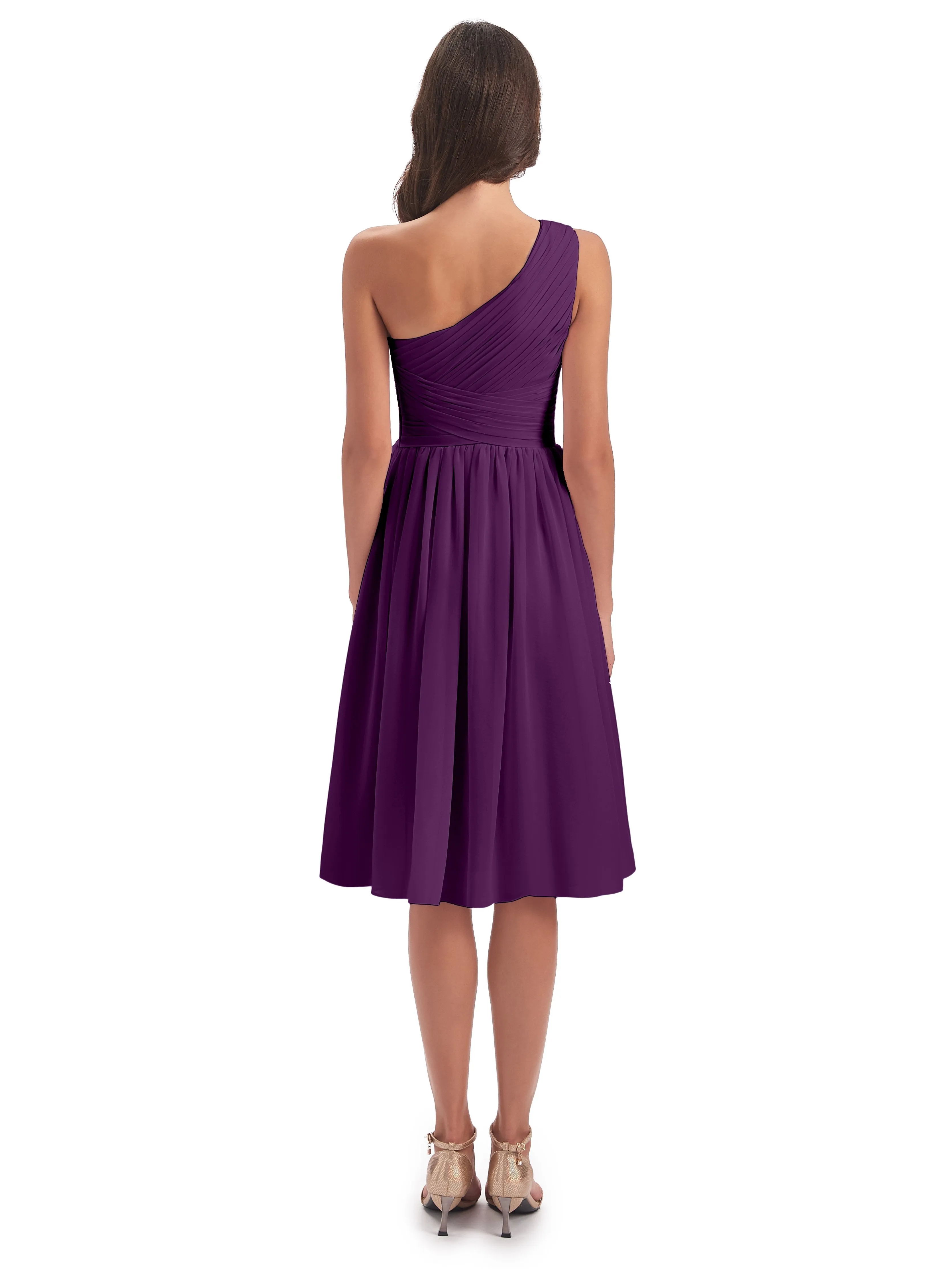 Delilah Simple Chiffon One Shoulder Short Bridesmaid Dresses