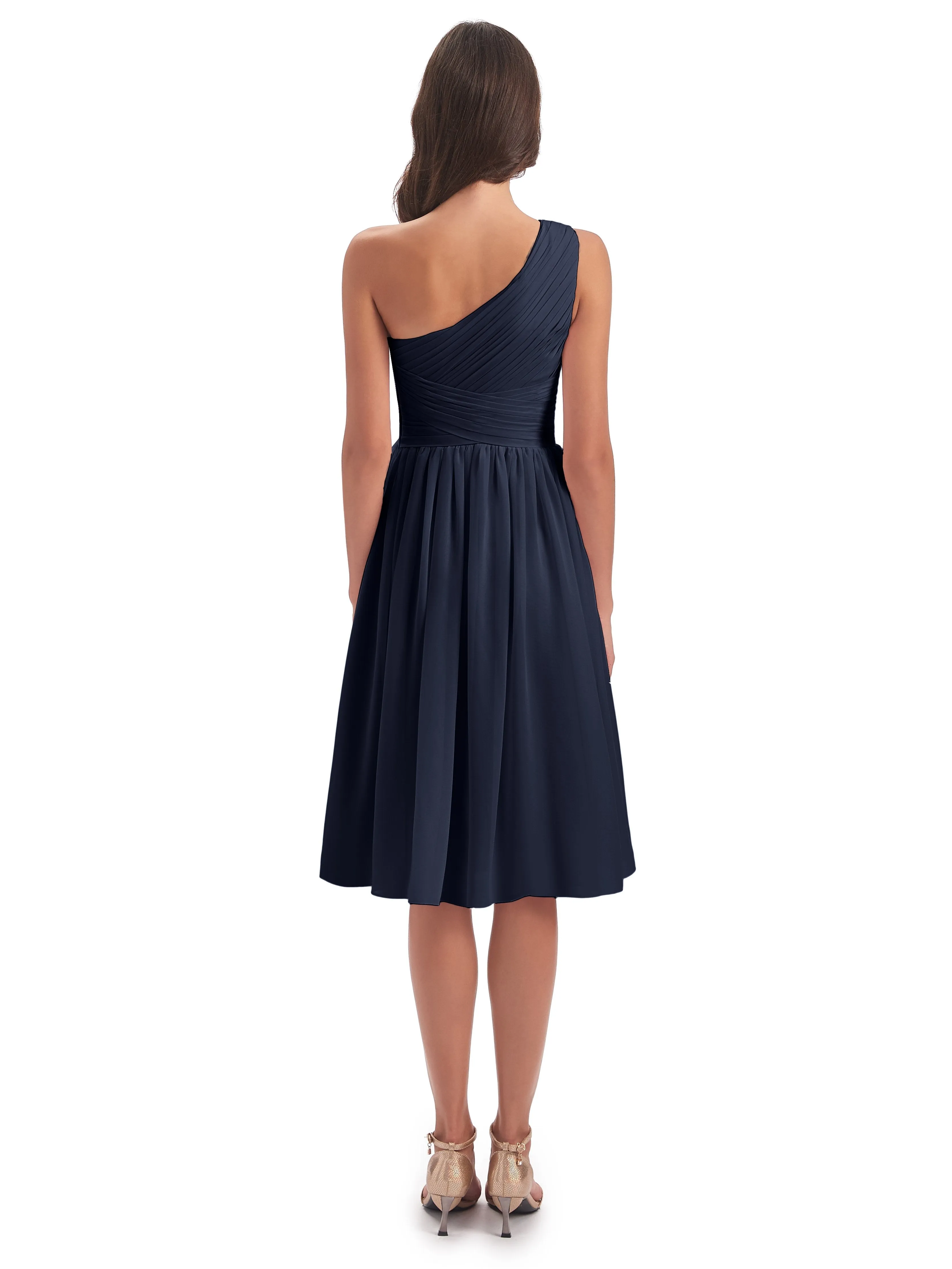 Delilah Simple Chiffon One Shoulder Short Bridesmaid Dresses