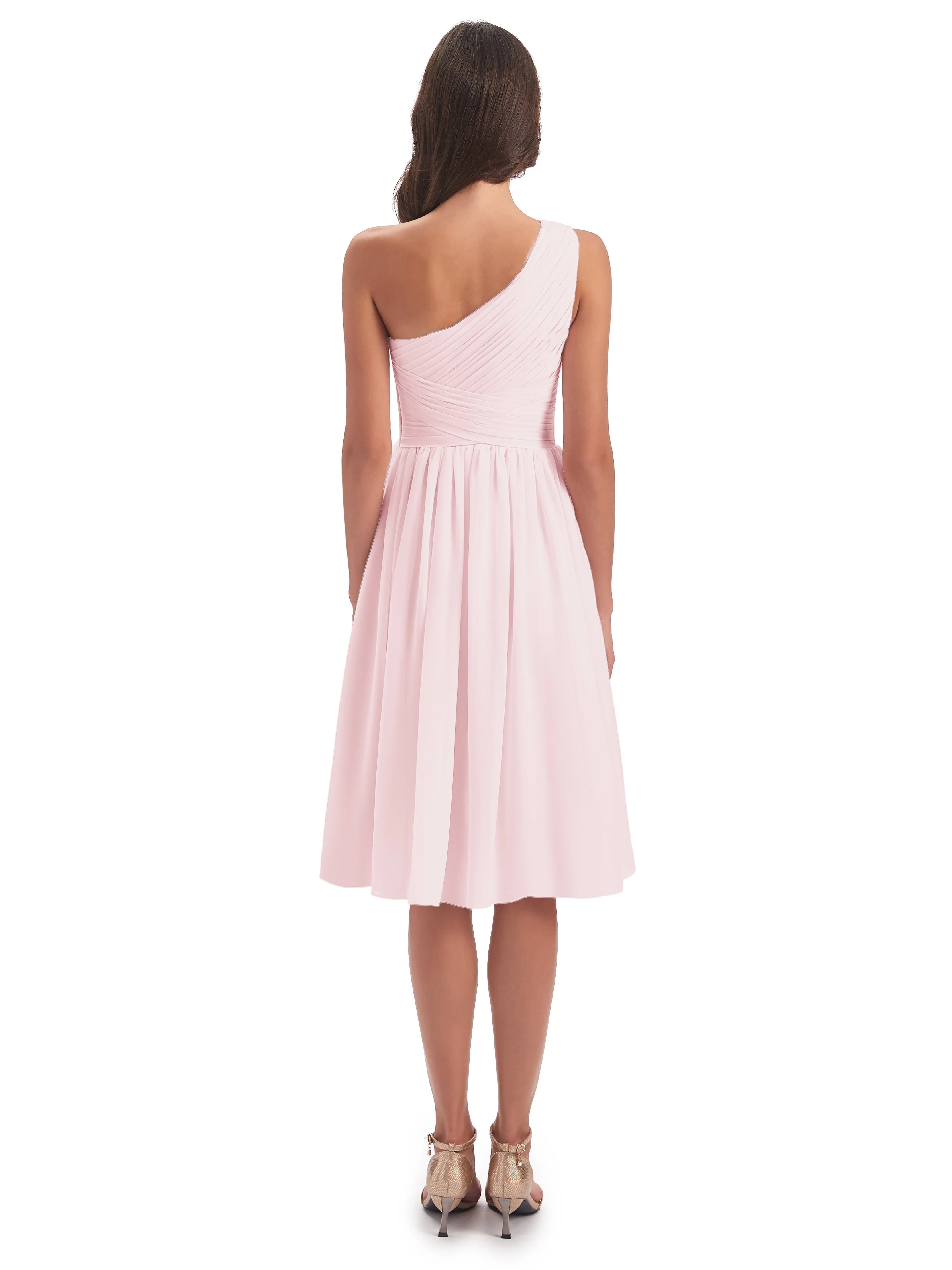 Delilah Simple Chiffon One Shoulder Short Bridesmaid Dresses