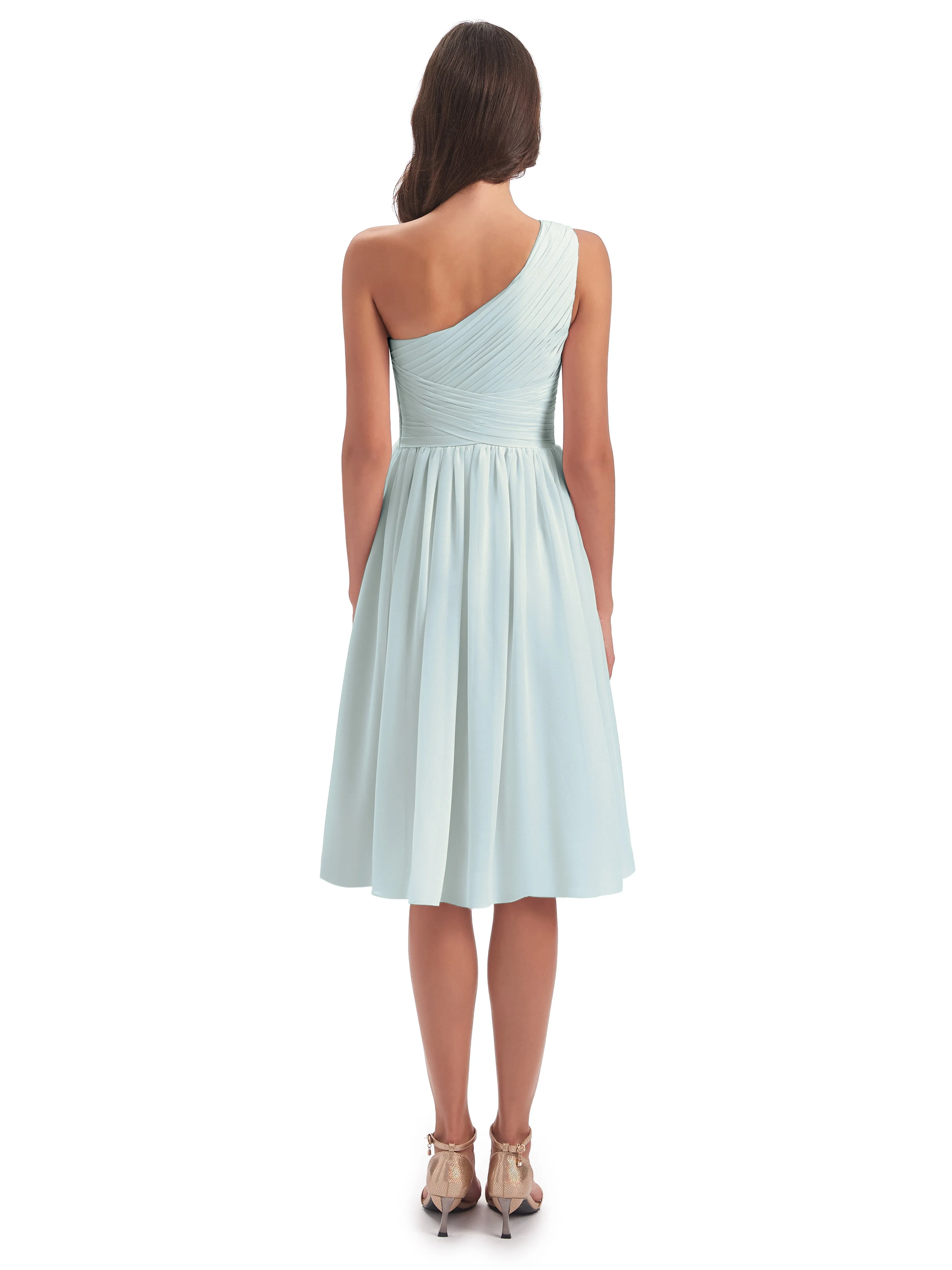 Delilah Simple Chiffon One Shoulder Short Bridesmaid Dresses