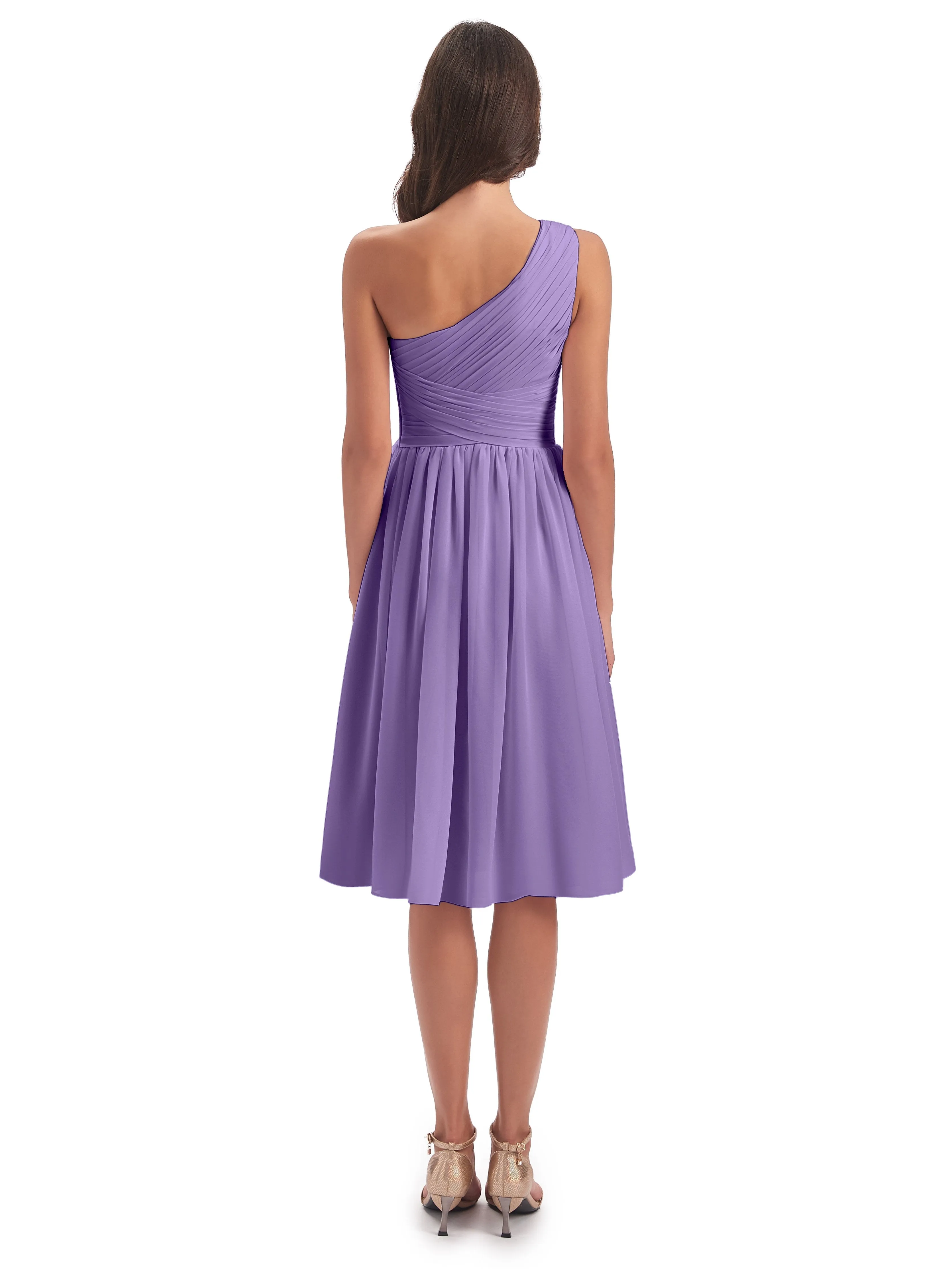 Delilah Simple Chiffon One Shoulder Short Bridesmaid Dresses