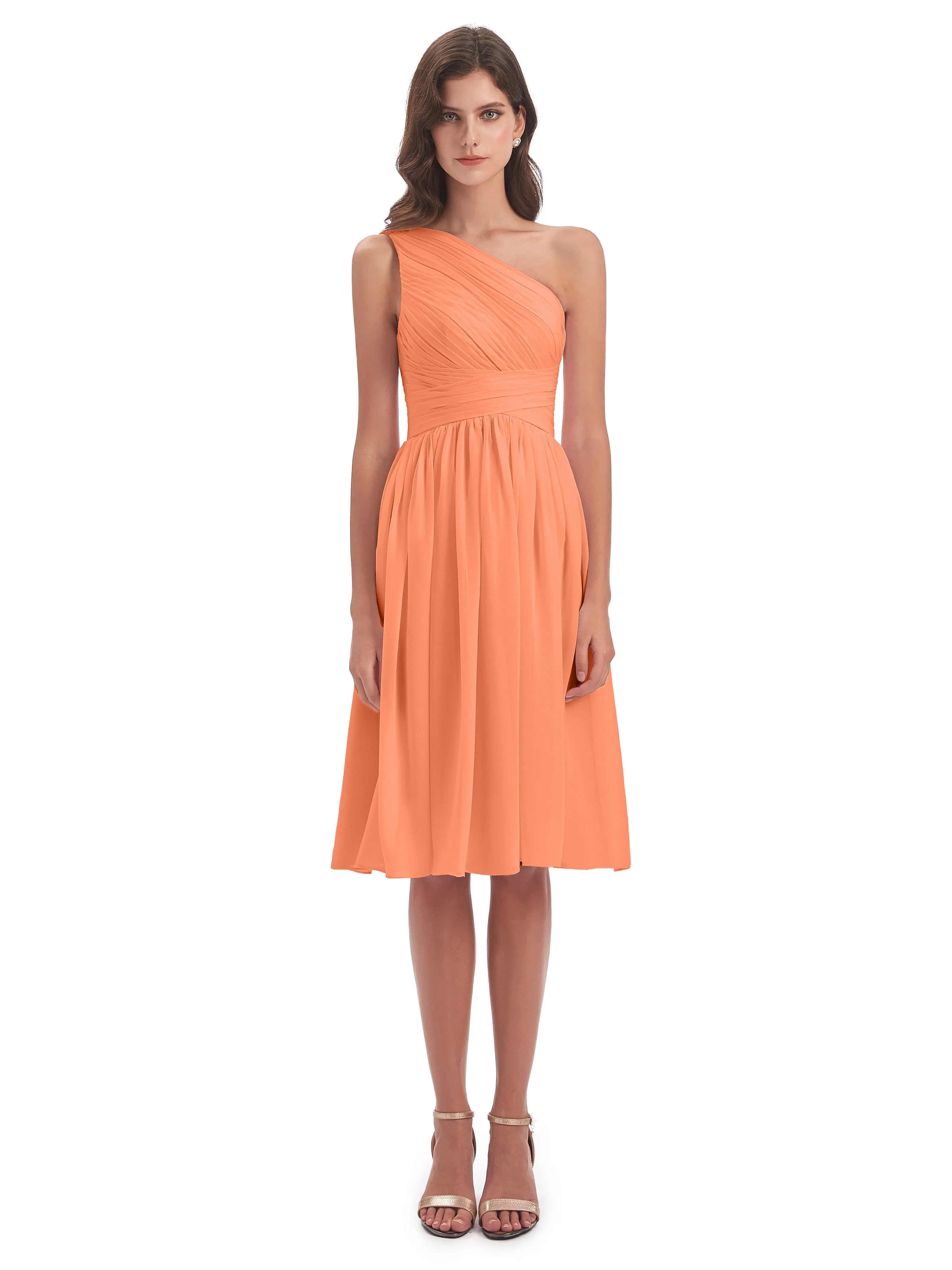 Delilah Simple Chiffon One Shoulder Short Bridesmaid Dresses