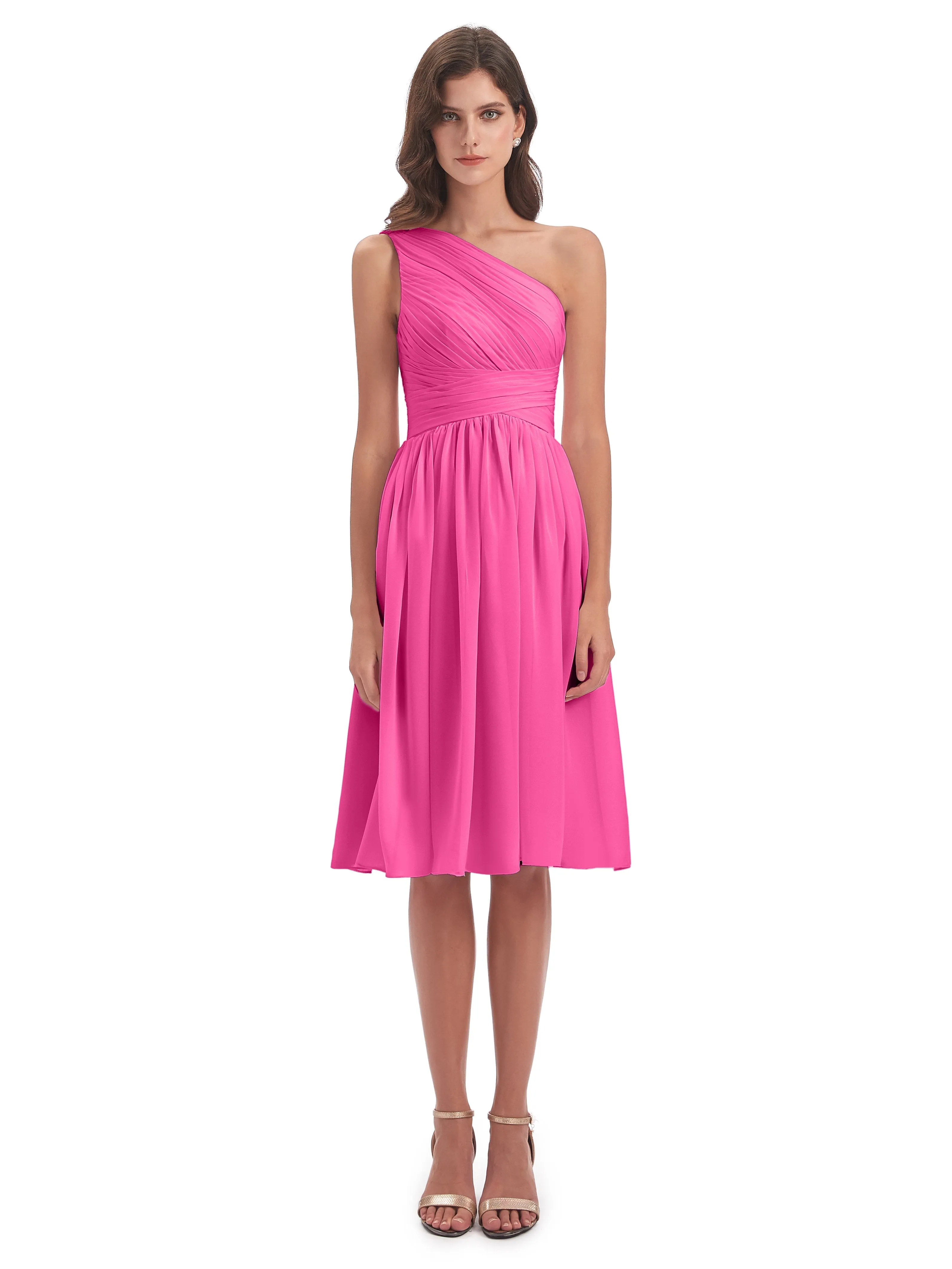 Delilah Simple Chiffon One Shoulder Short Bridesmaid Dresses