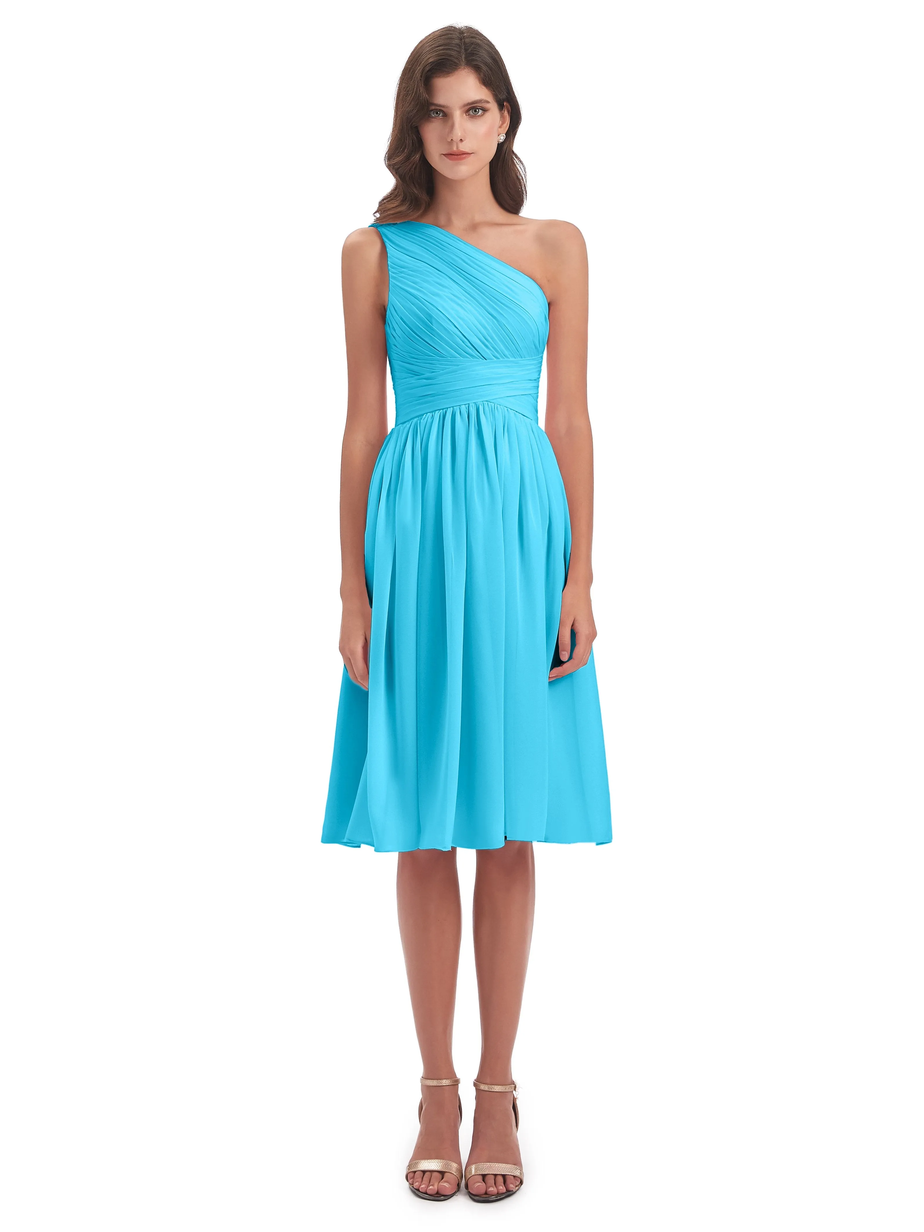 Delilah Simple Chiffon One Shoulder Short Bridesmaid Dresses