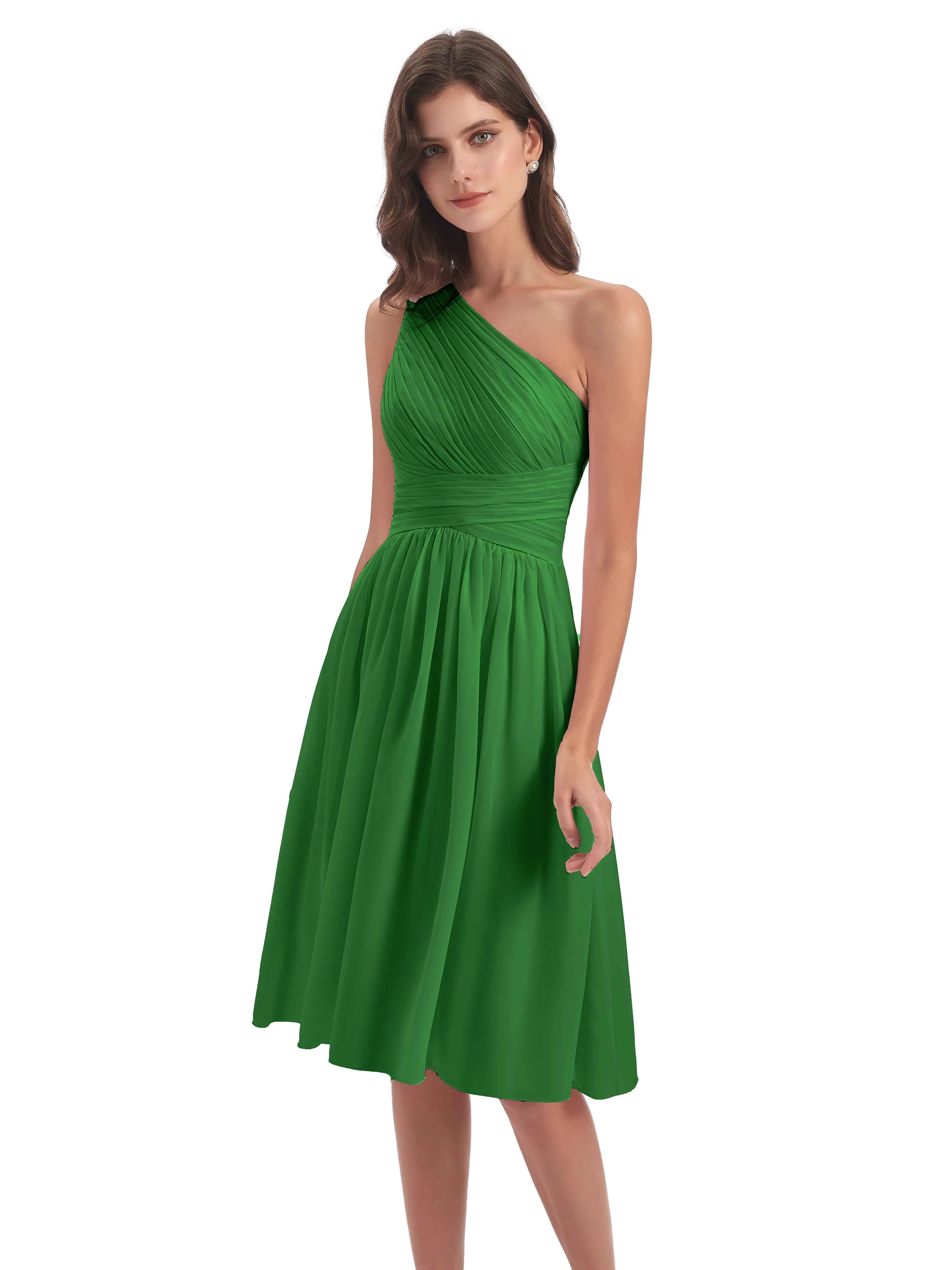 Delilah Simple Chiffon One Shoulder Short Bridesmaid Dresses