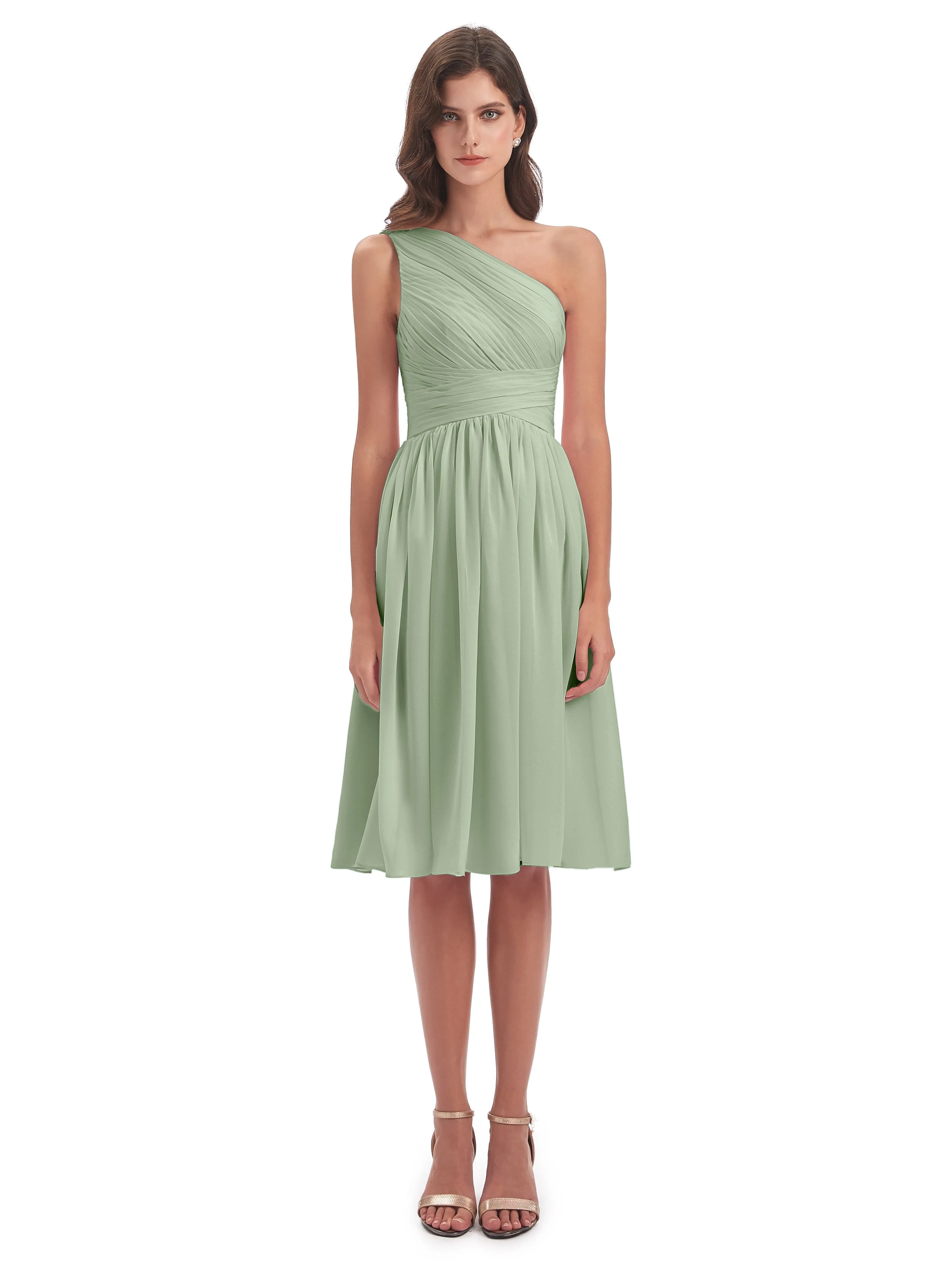 Delilah Simple Chiffon One Shoulder Short Bridesmaid Dresses