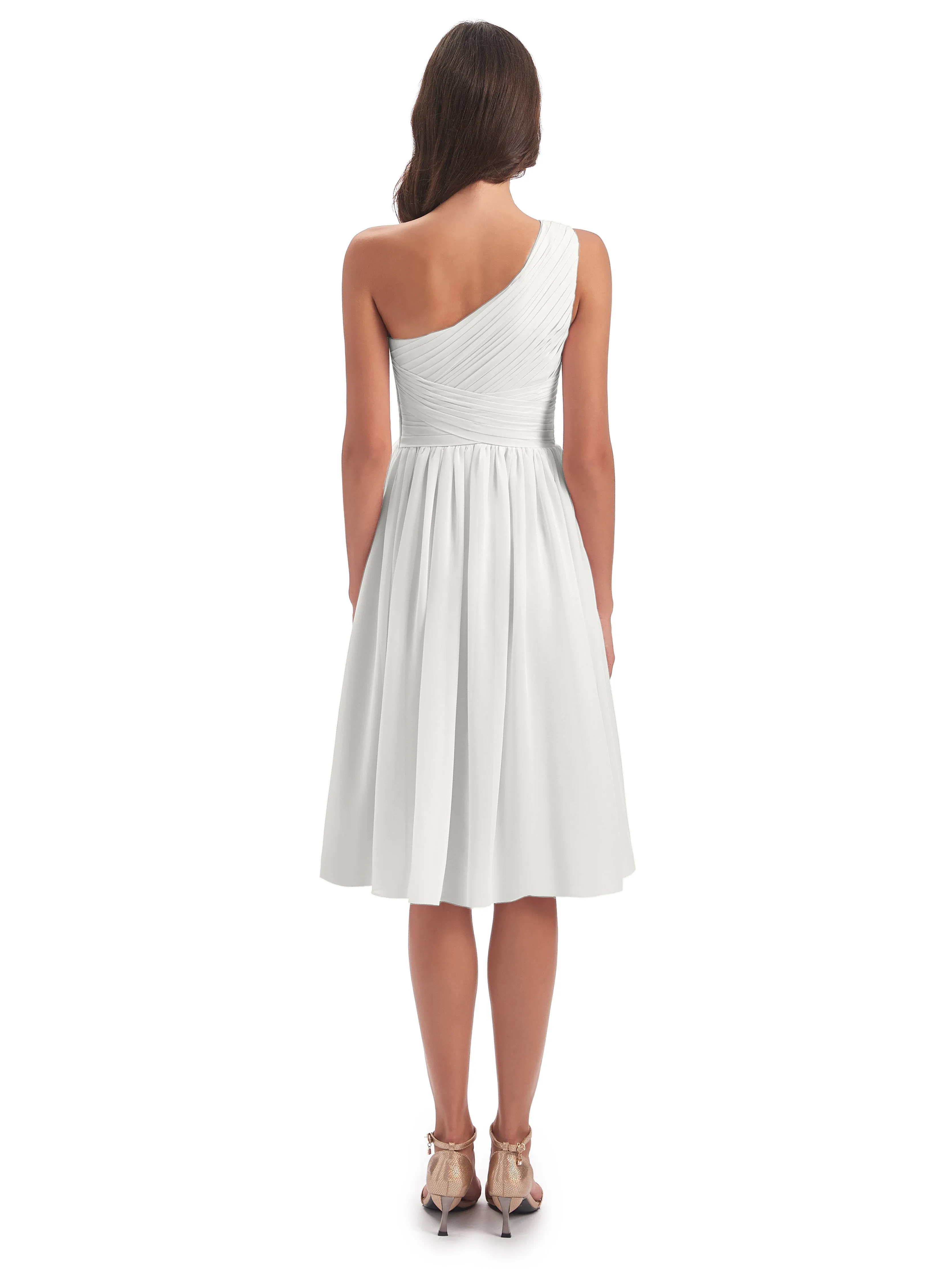 Delilah Simple Chiffon One Shoulder Short Bridesmaid Dresses