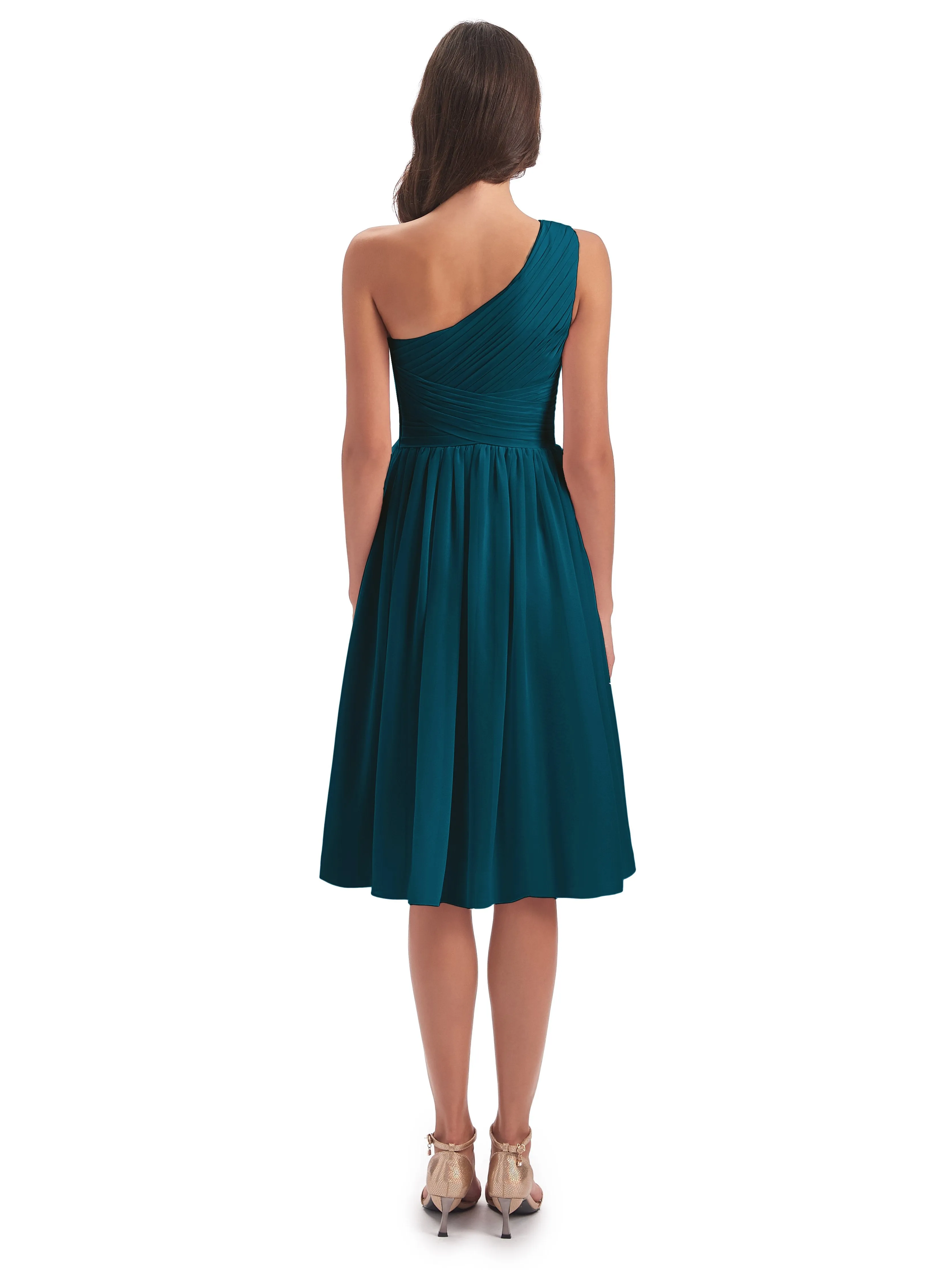 Delilah Simple Chiffon One Shoulder Short Bridesmaid Dresses