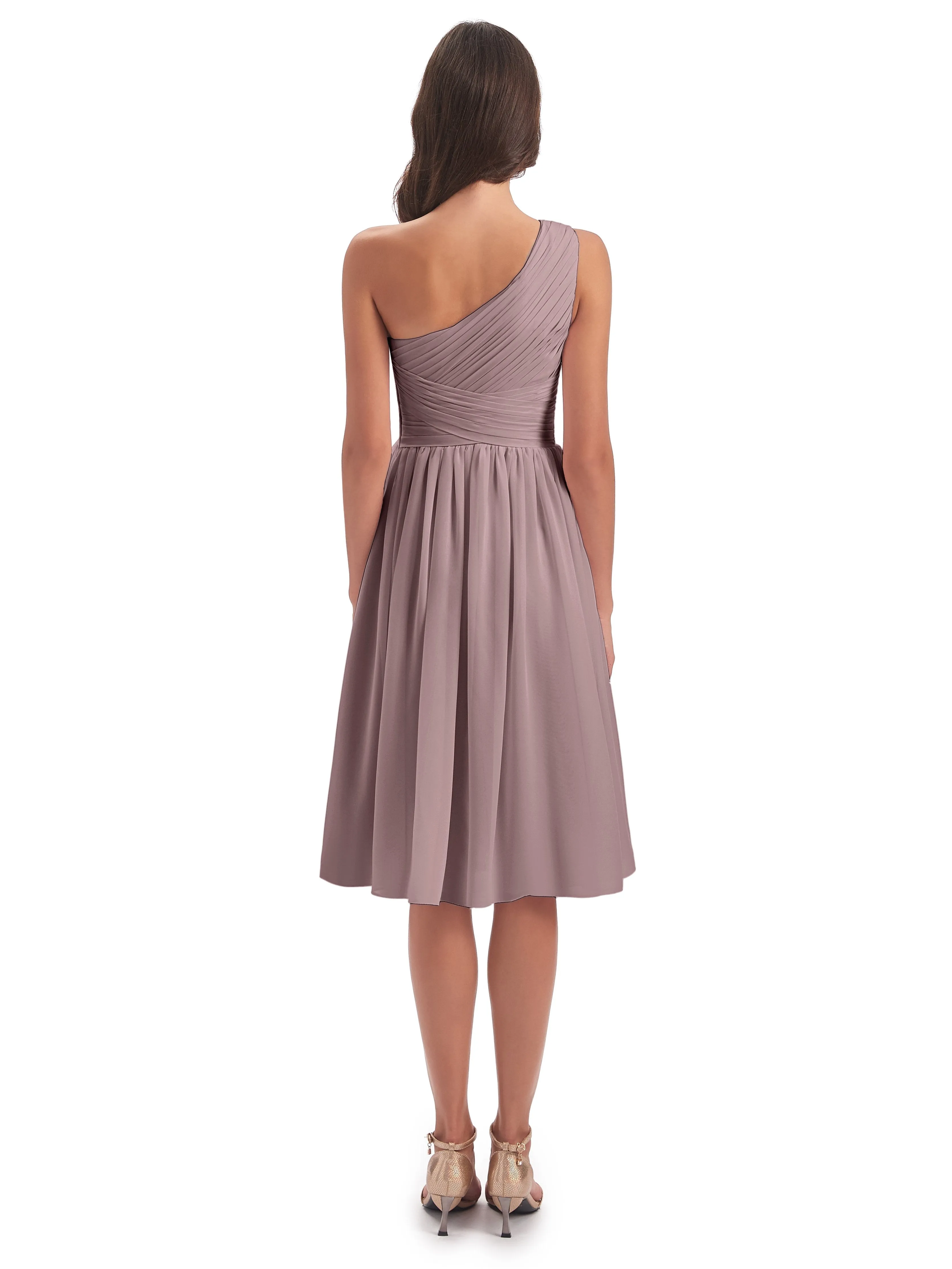 Delilah Simple Chiffon One Shoulder Short Bridesmaid Dresses