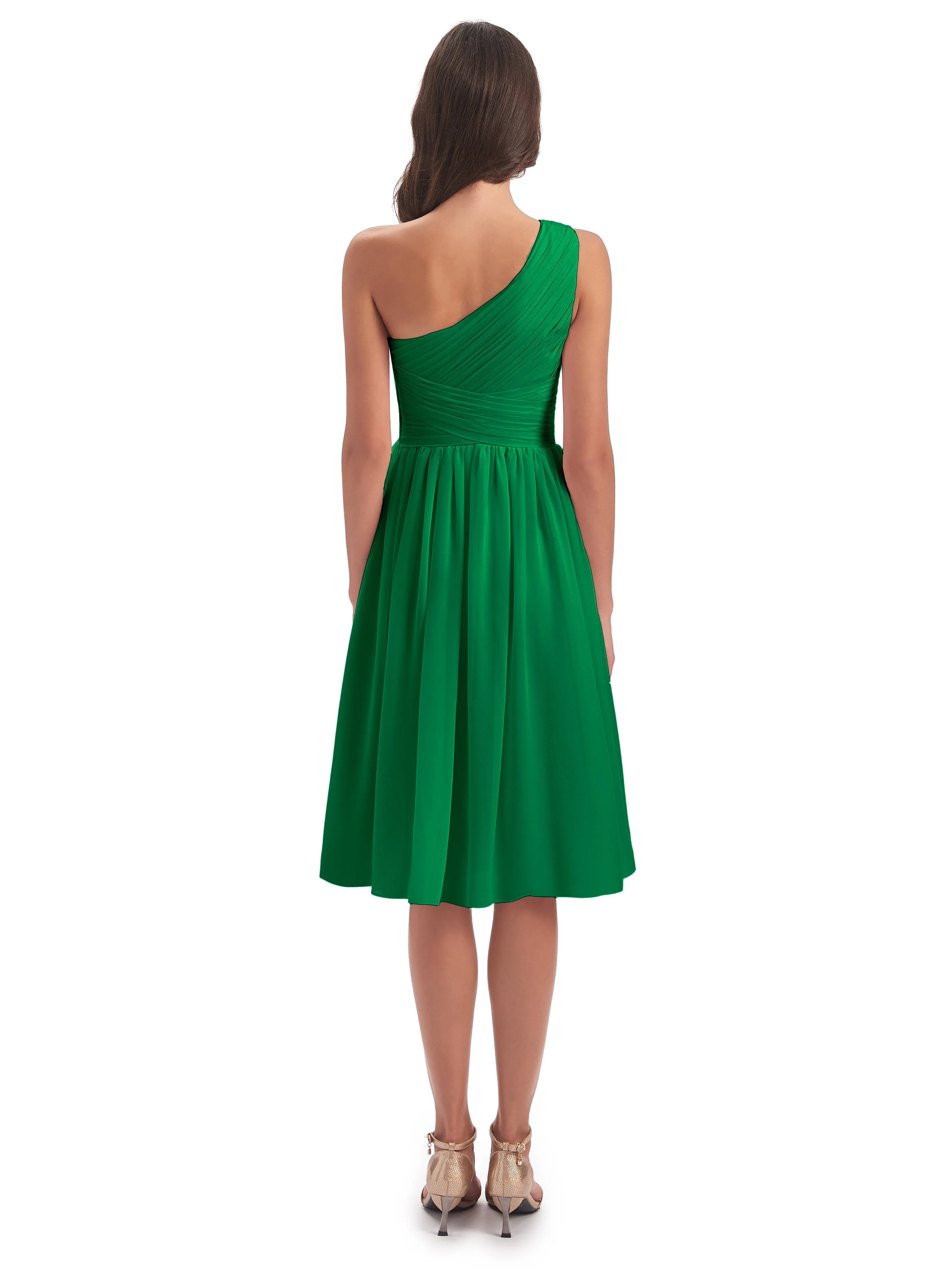 Delilah Simple Chiffon One Shoulder Short Bridesmaid Dresses