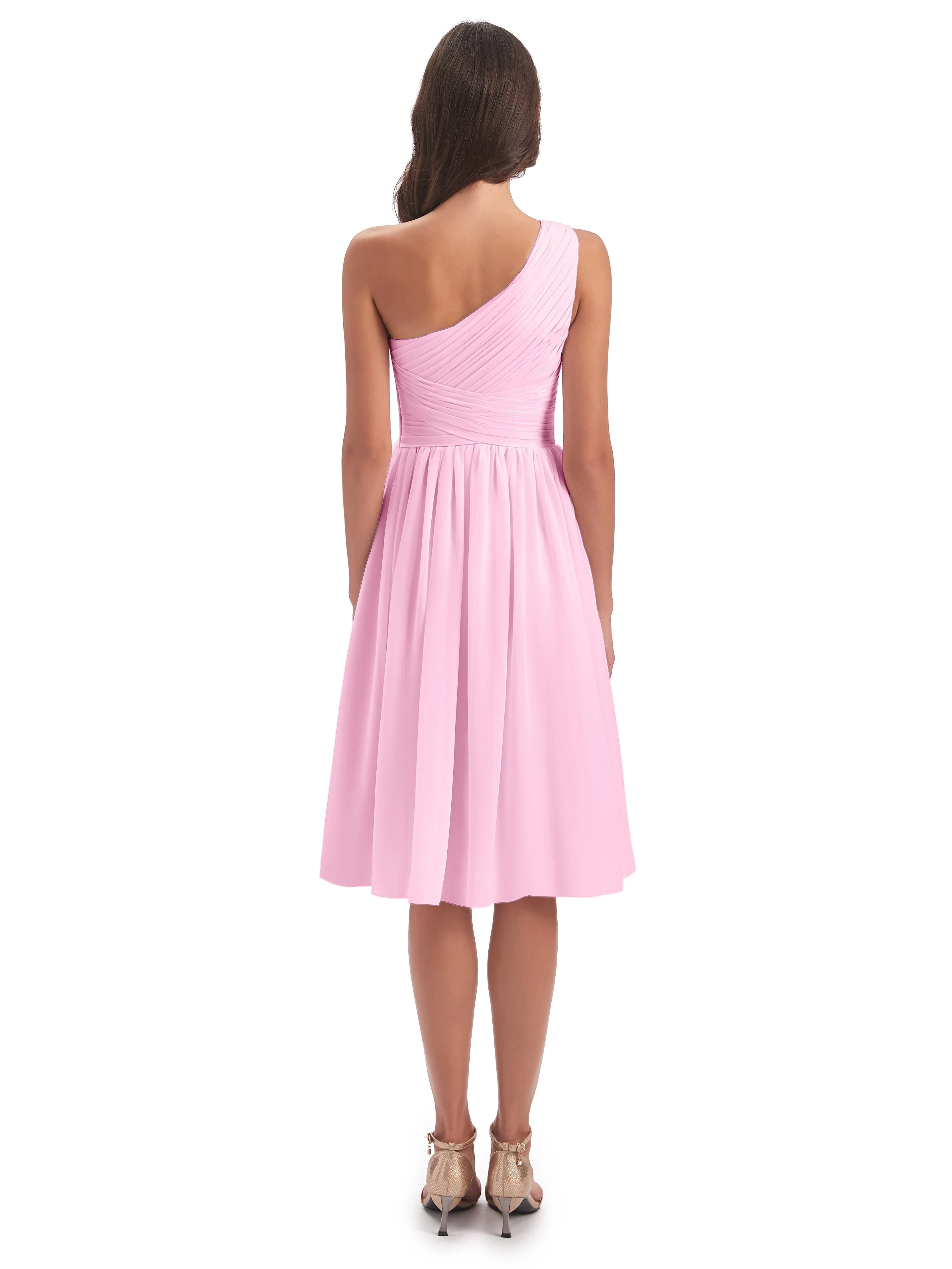 Delilah Simple Chiffon One Shoulder Short Bridesmaid Dresses