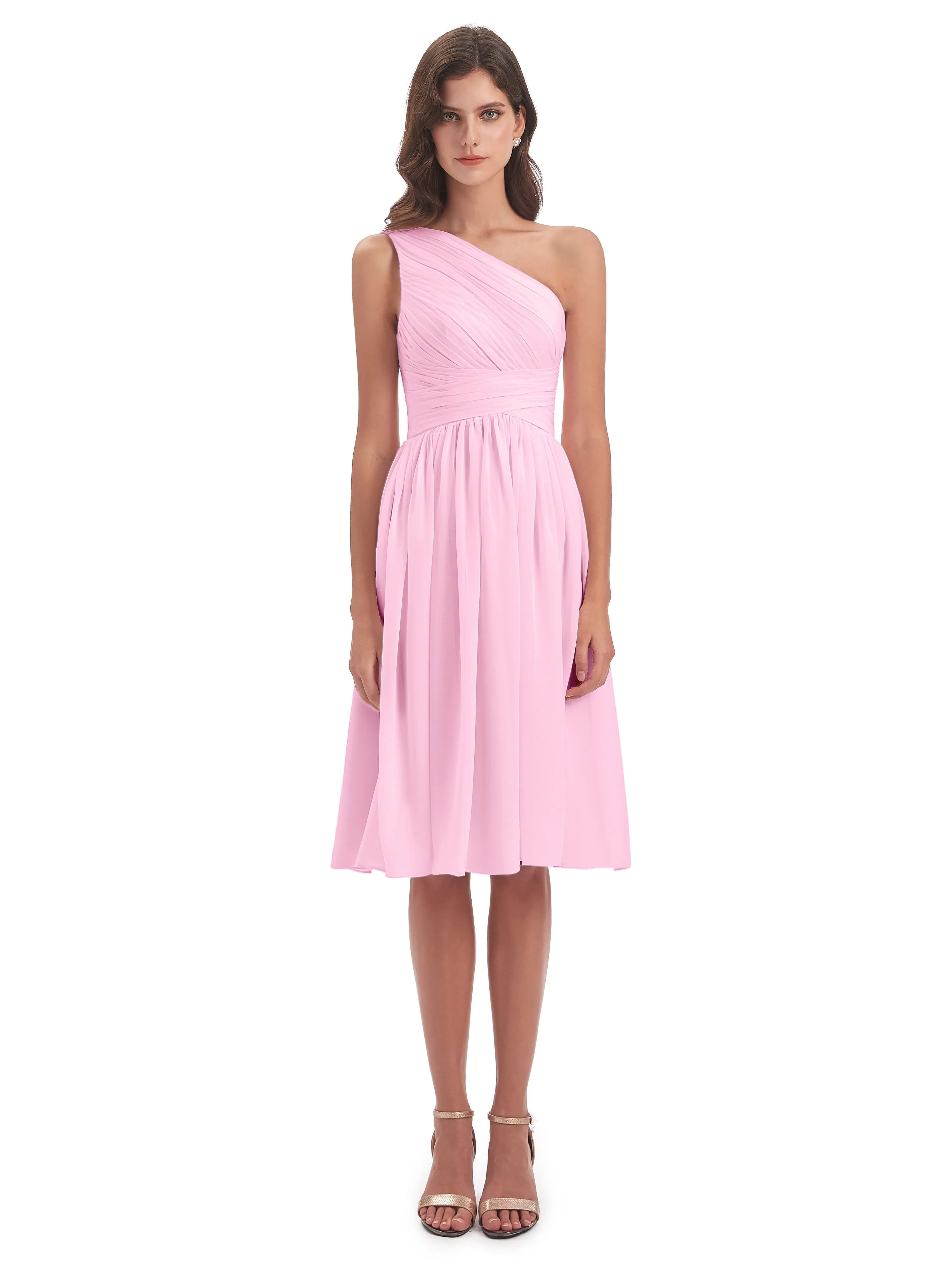 Delilah Simple Chiffon One Shoulder Short Bridesmaid Dresses