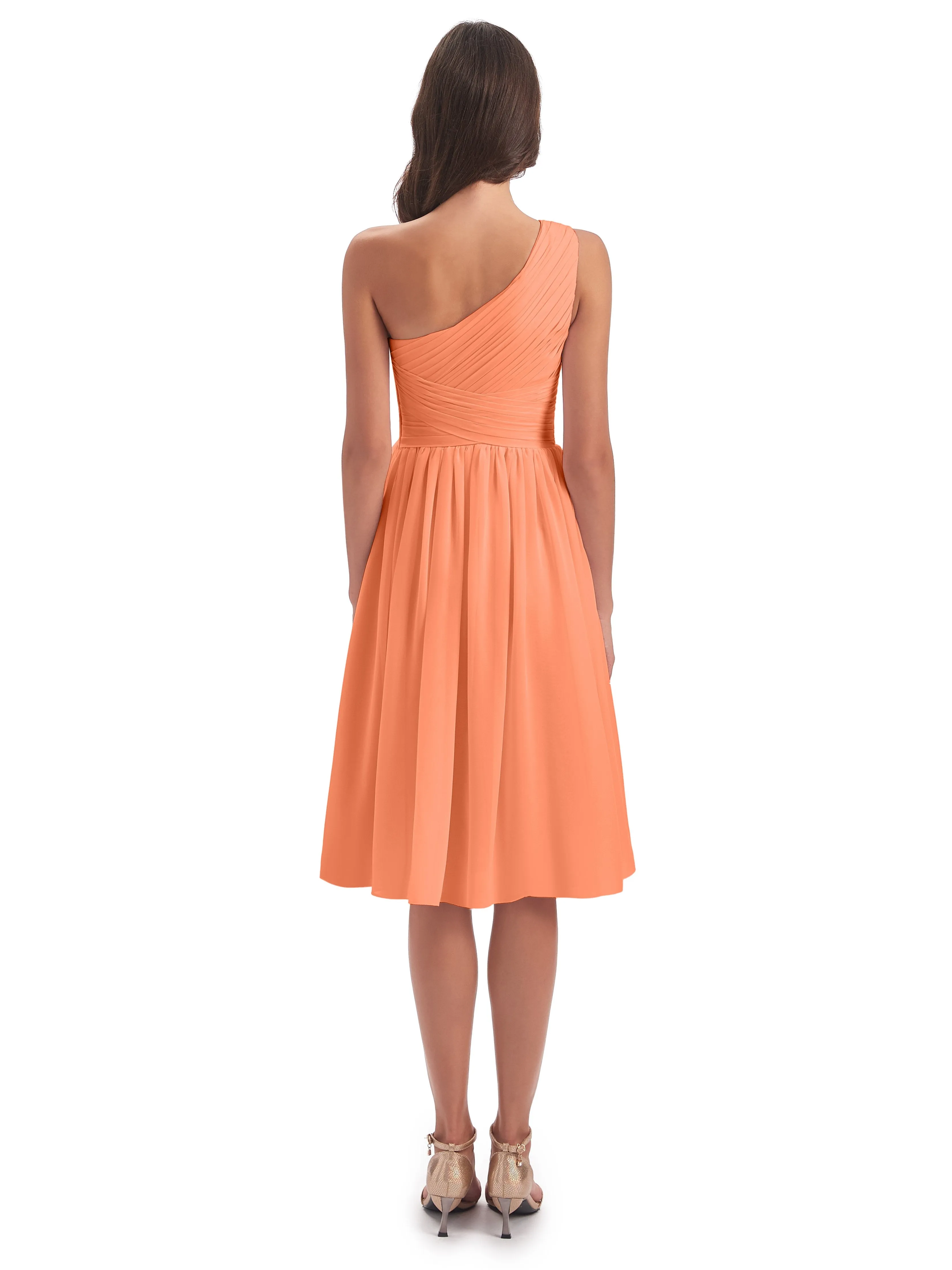 Delilah Simple Chiffon One Shoulder Short Bridesmaid Dresses