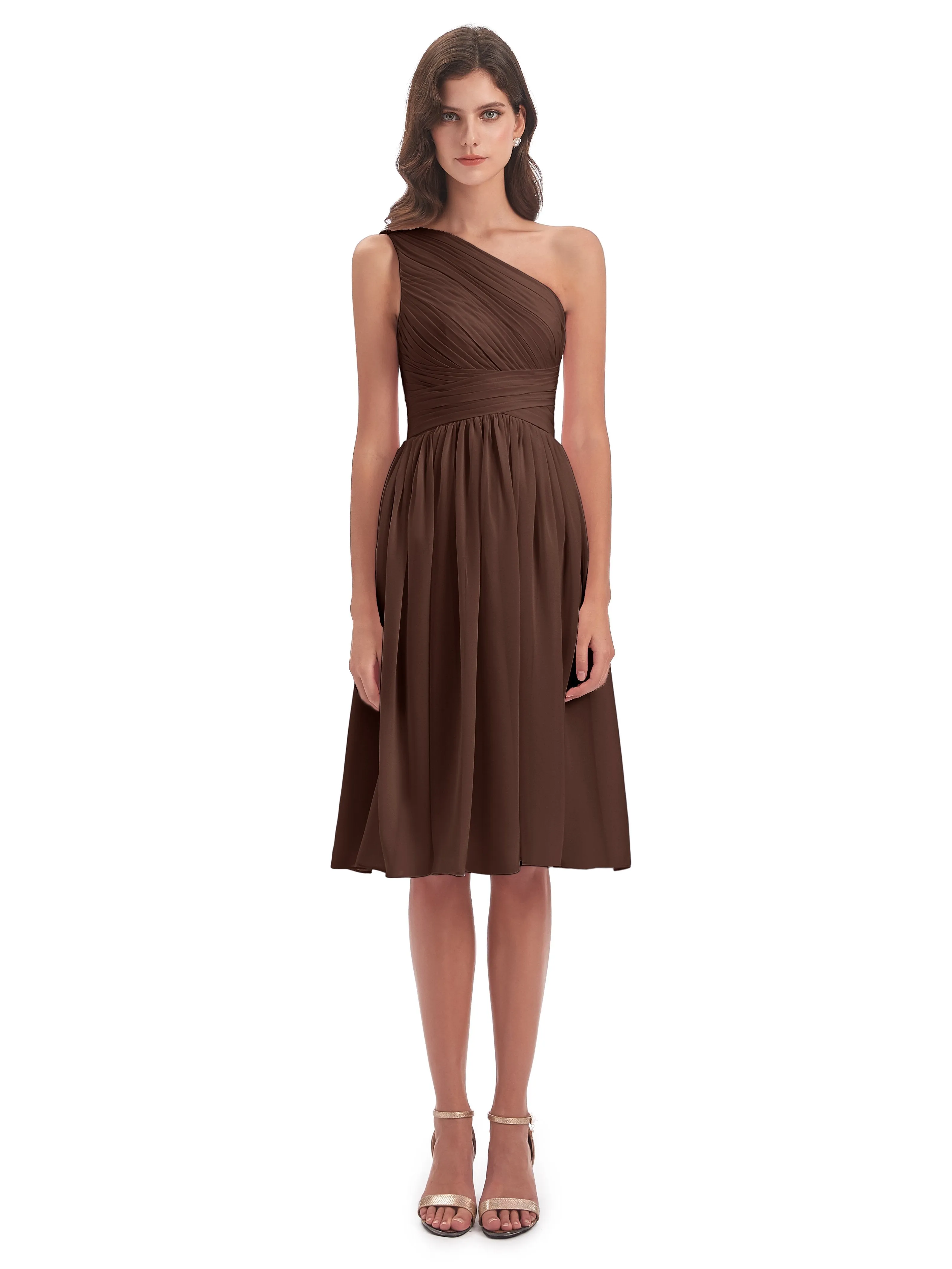 Delilah Simple Chiffon One Shoulder Short Bridesmaid Dresses