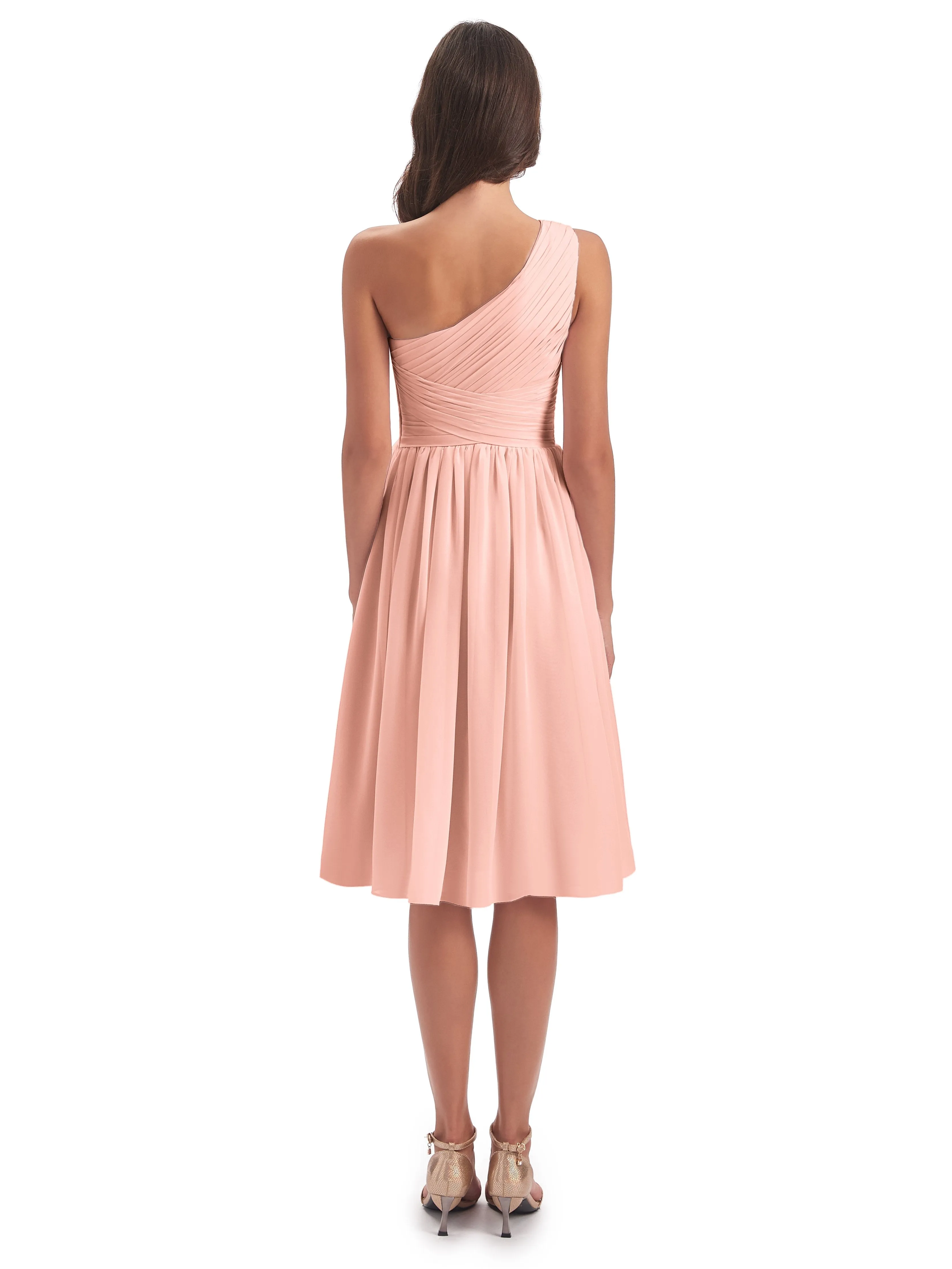 Delilah Simple Chiffon One Shoulder Short Bridesmaid Dresses