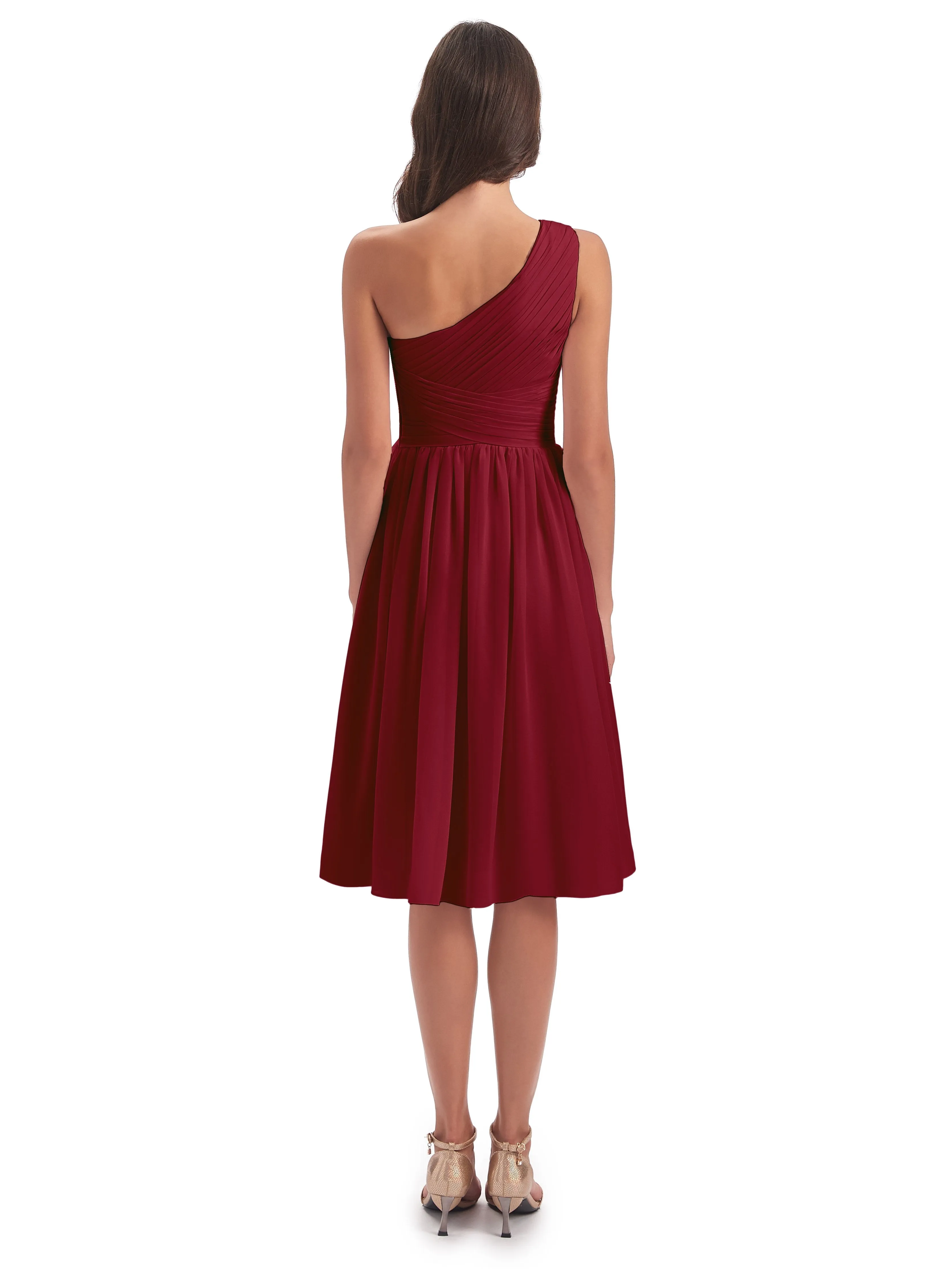 Delilah Simple Chiffon One Shoulder Short Bridesmaid Dresses