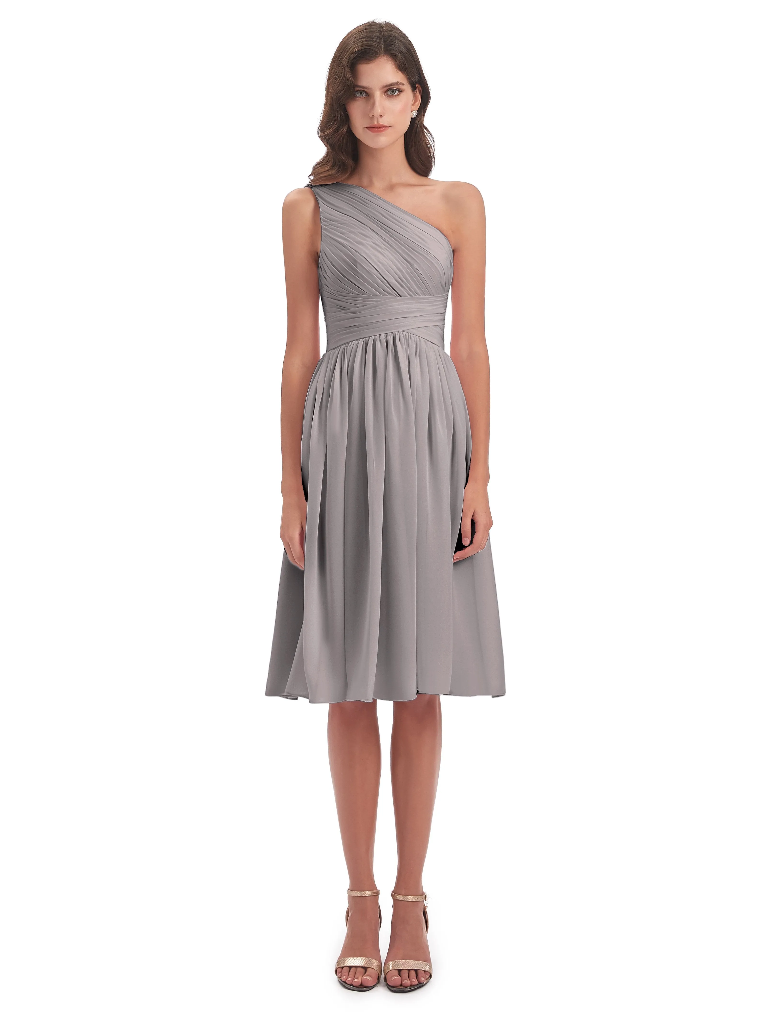 Delilah Simple Chiffon One Shoulder Short Bridesmaid Dresses