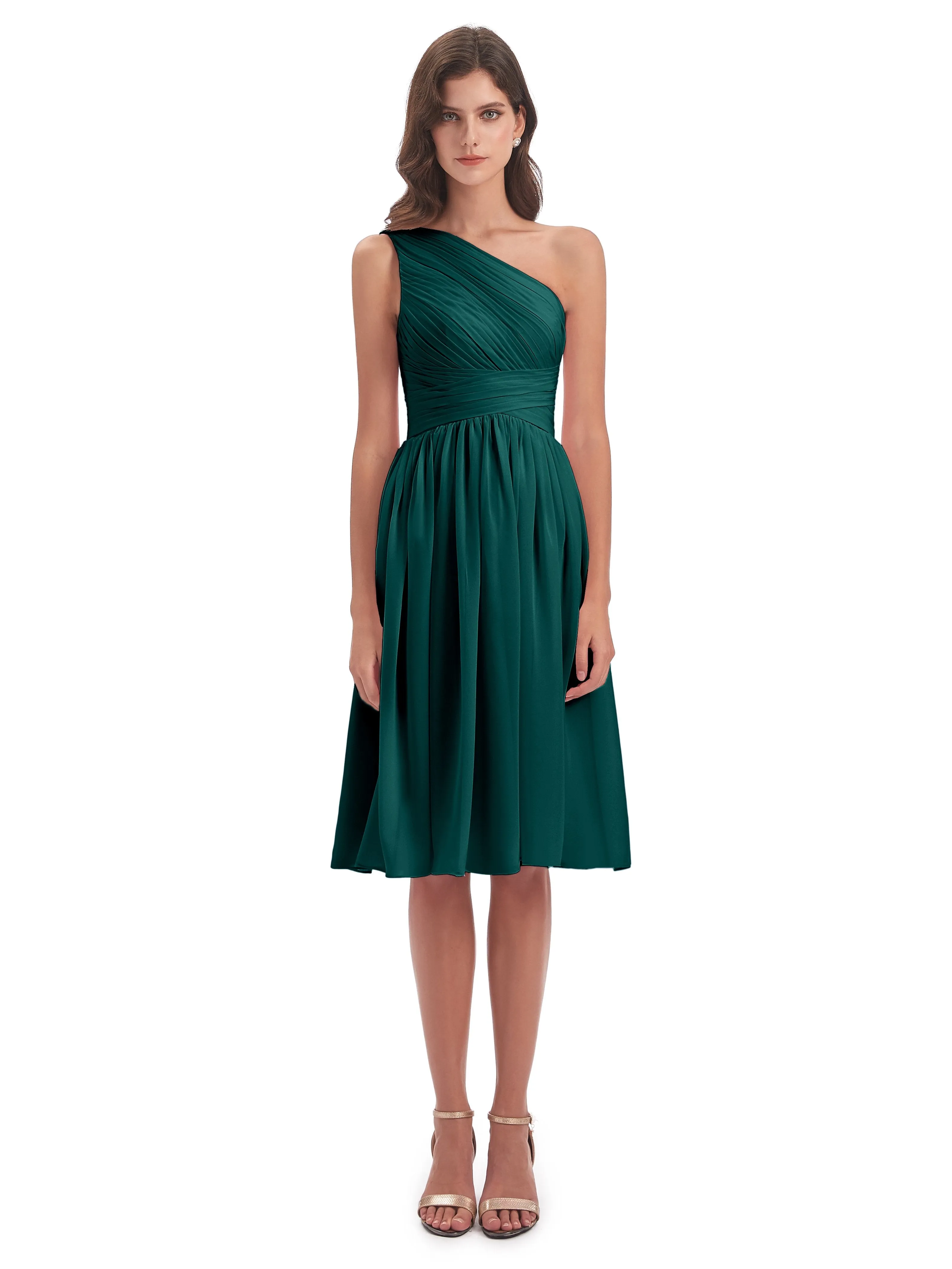 Delilah Simple Chiffon One Shoulder Short Bridesmaid Dresses