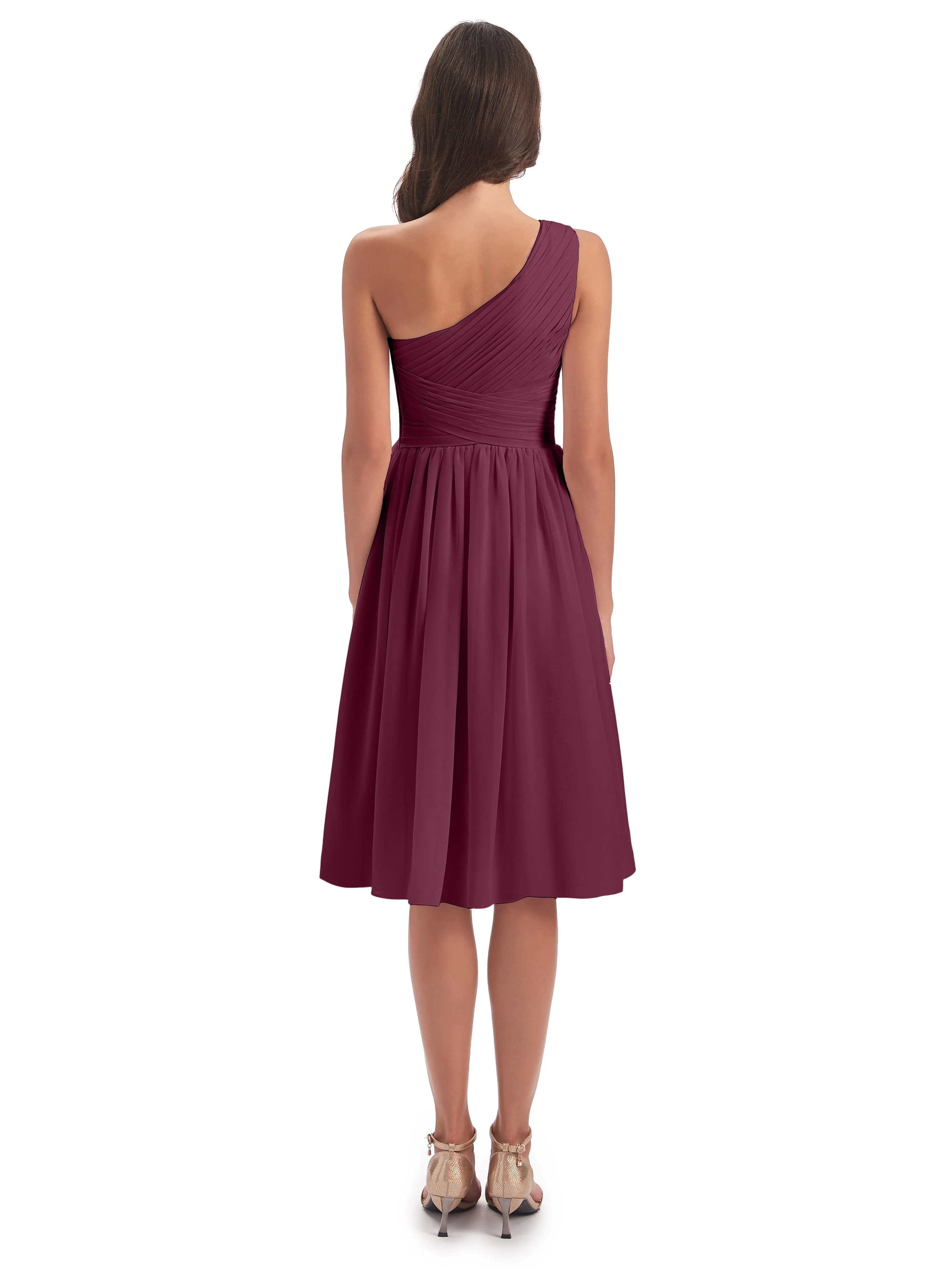 Delilah Simple Chiffon One Shoulder Short Bridesmaid Dresses