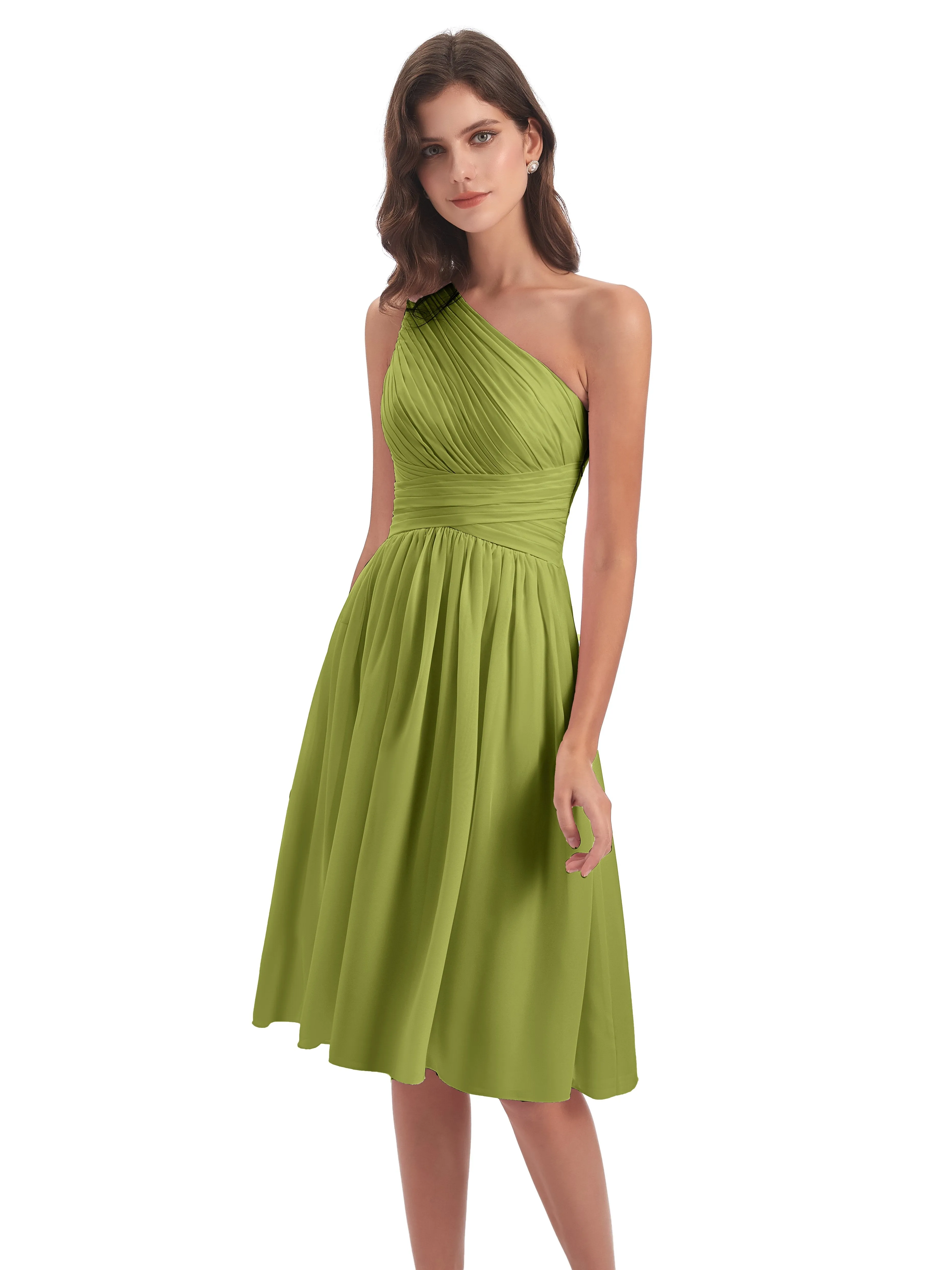 Delilah Simple Chiffon One Shoulder Short Bridesmaid Dresses