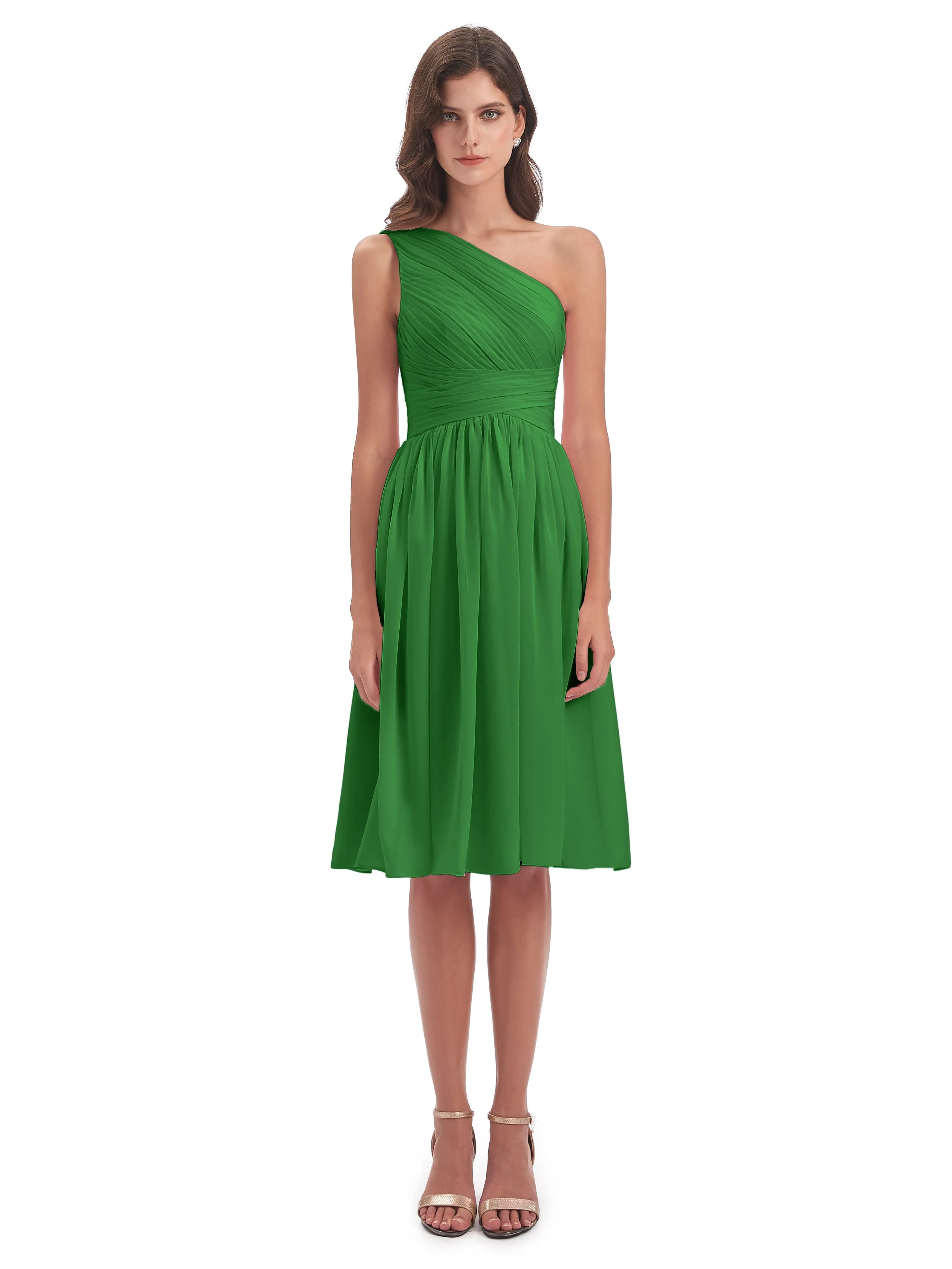 Delilah Simple Chiffon One Shoulder Short Bridesmaid Dresses