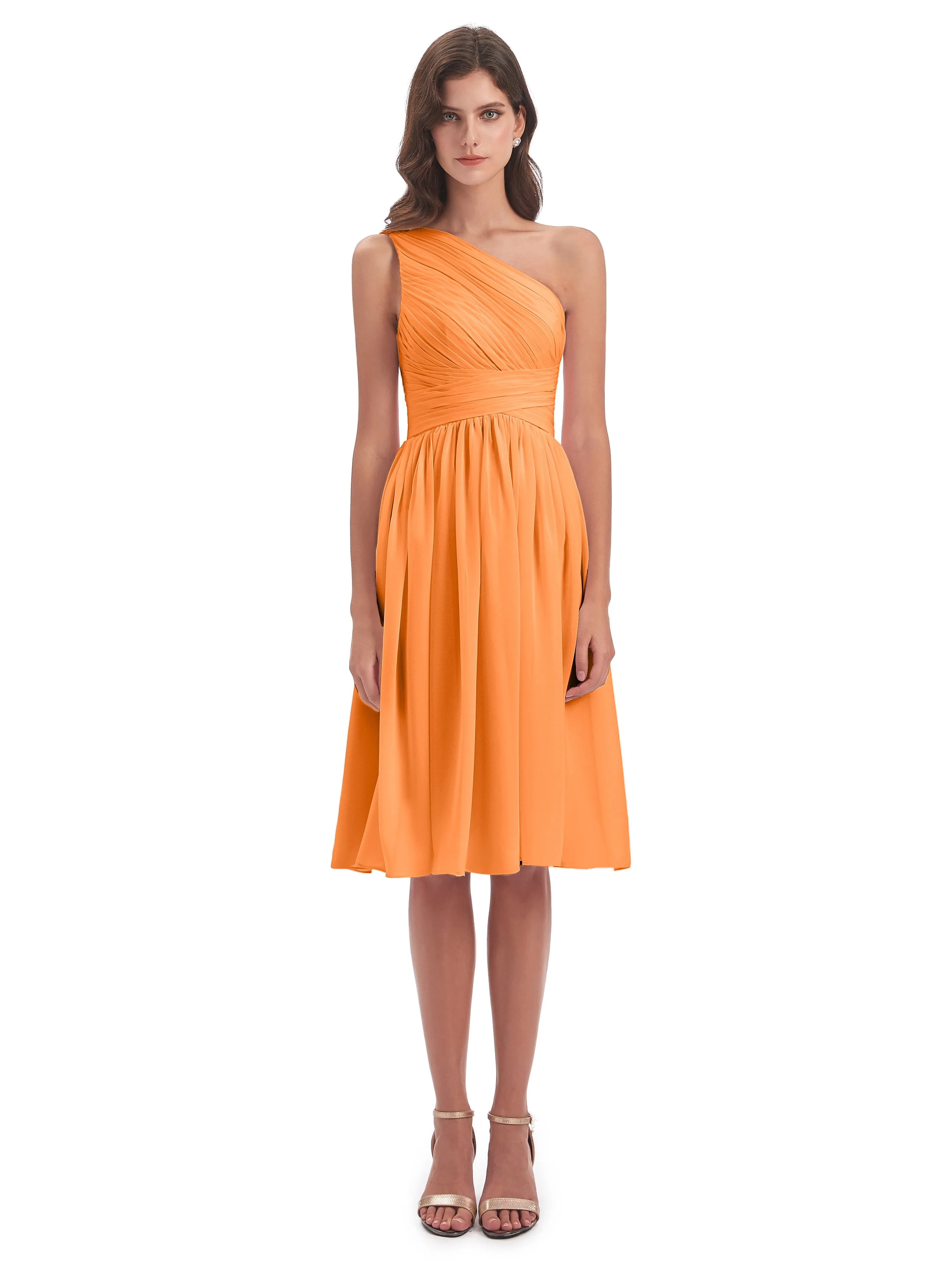 Delilah Simple Chiffon One Shoulder Short Bridesmaid Dresses