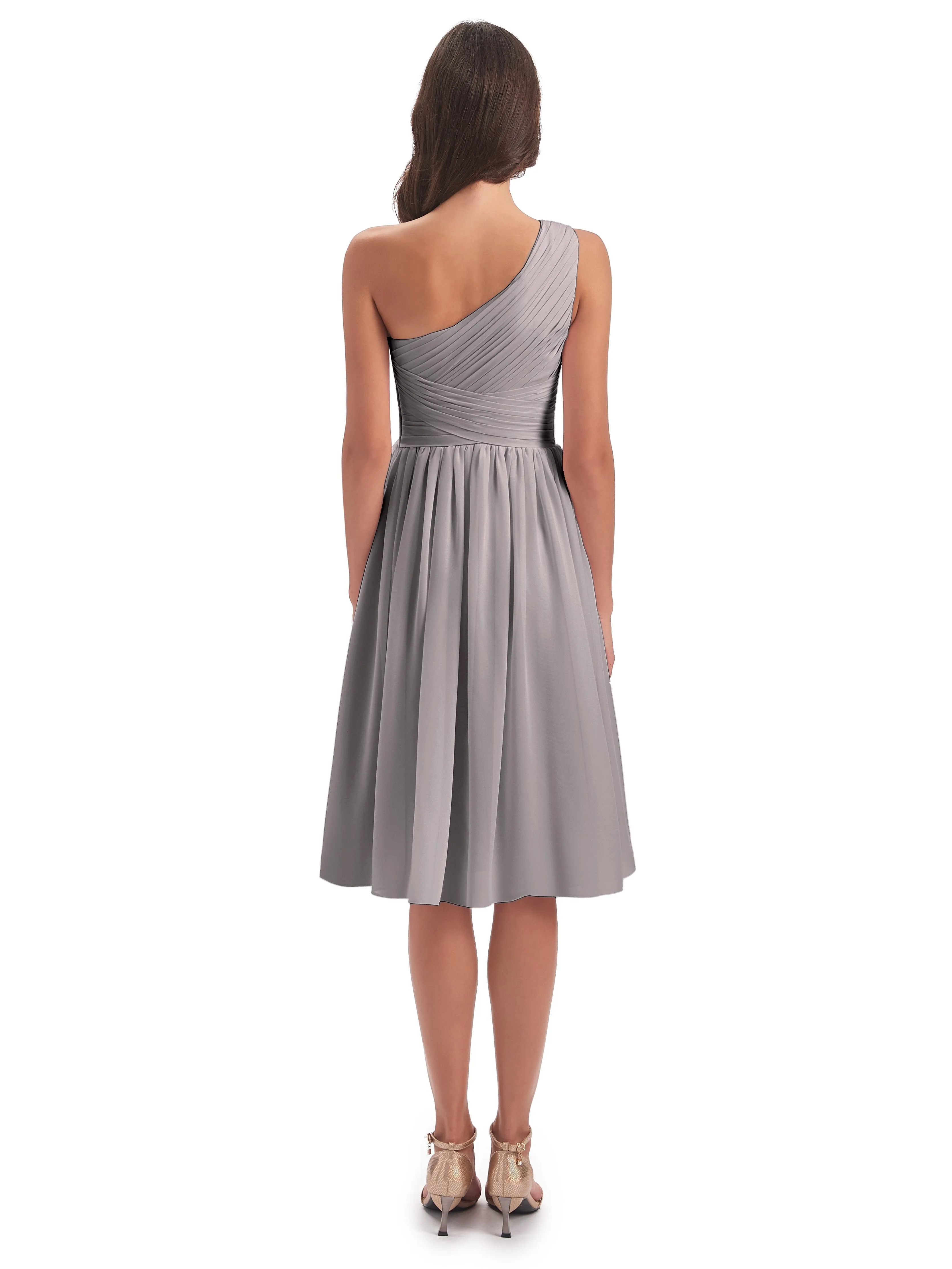 Delilah Simple Chiffon One Shoulder Short Bridesmaid Dresses