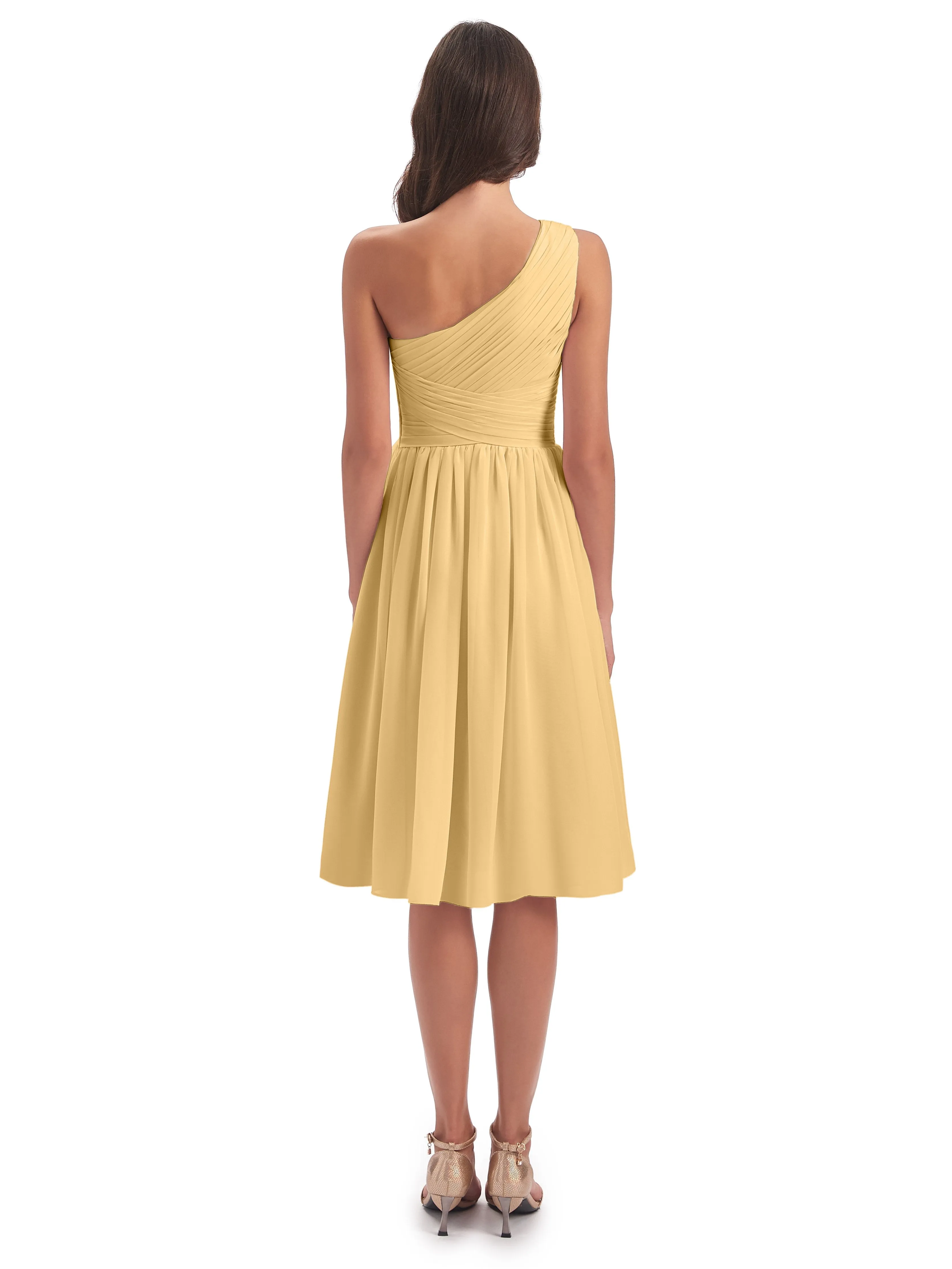 Delilah Simple Chiffon One Shoulder Short Bridesmaid Dresses