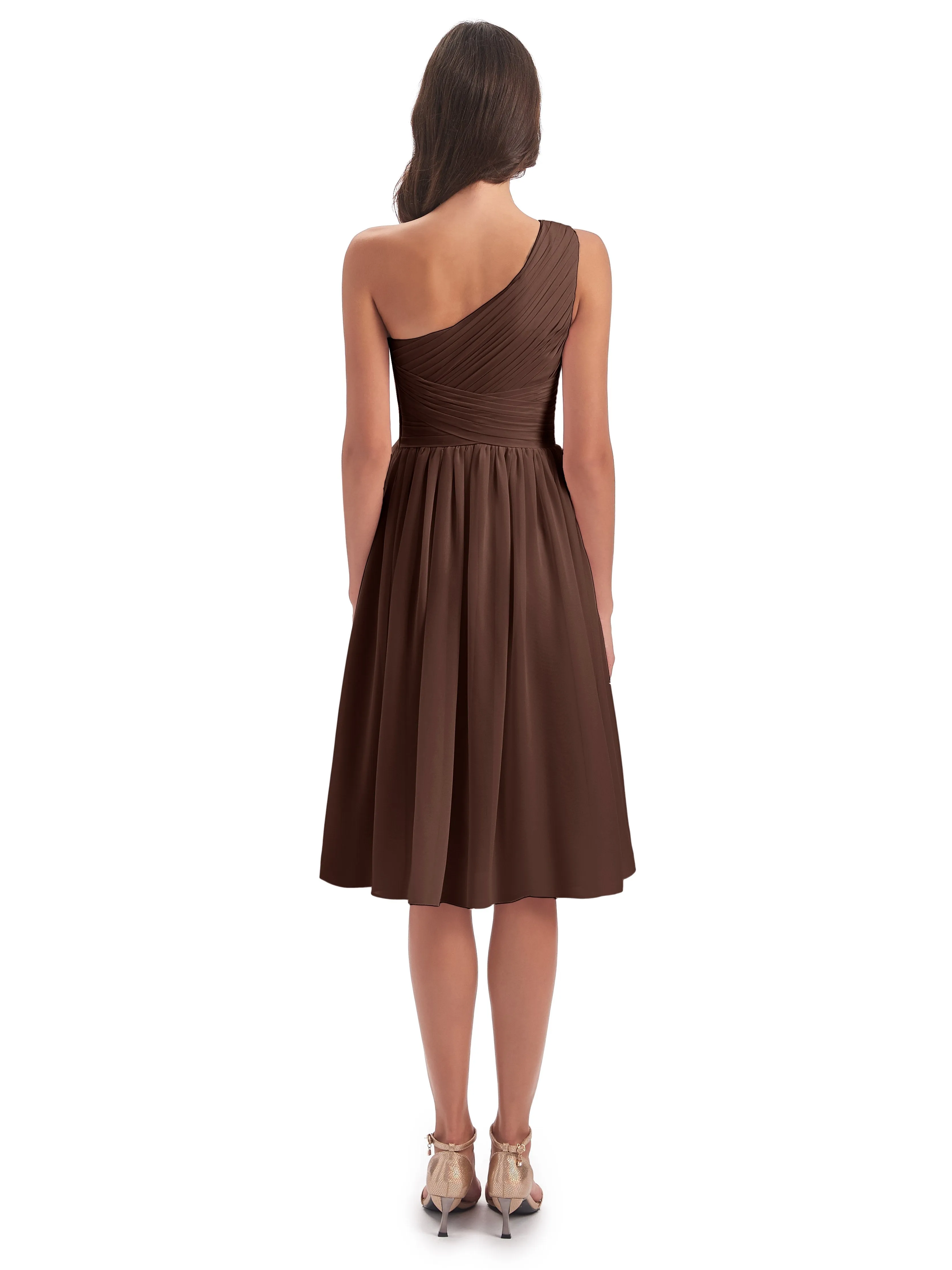 Delilah Simple Chiffon One Shoulder Short Bridesmaid Dresses