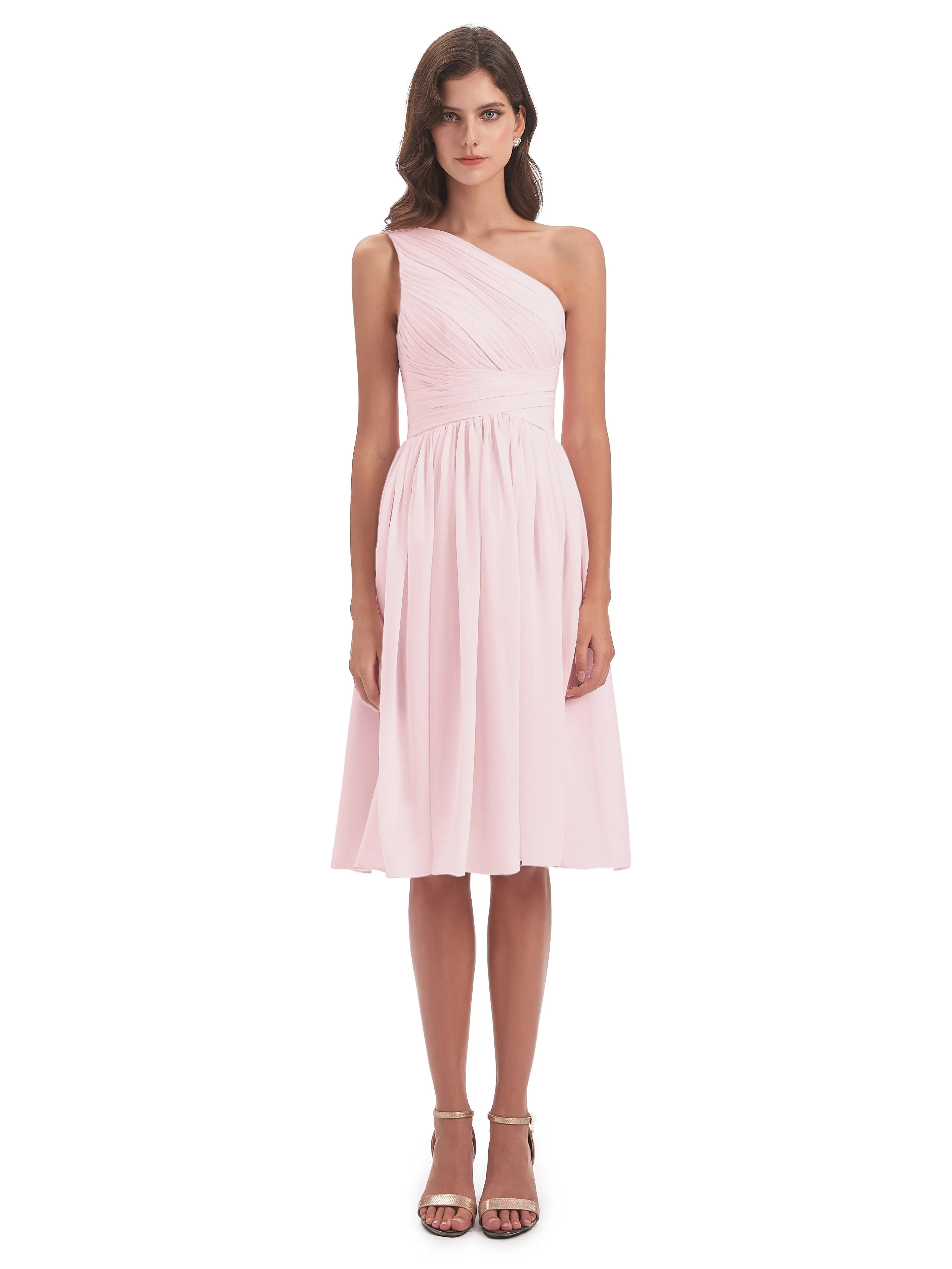 Delilah Simple Chiffon One Shoulder Short Bridesmaid Dresses