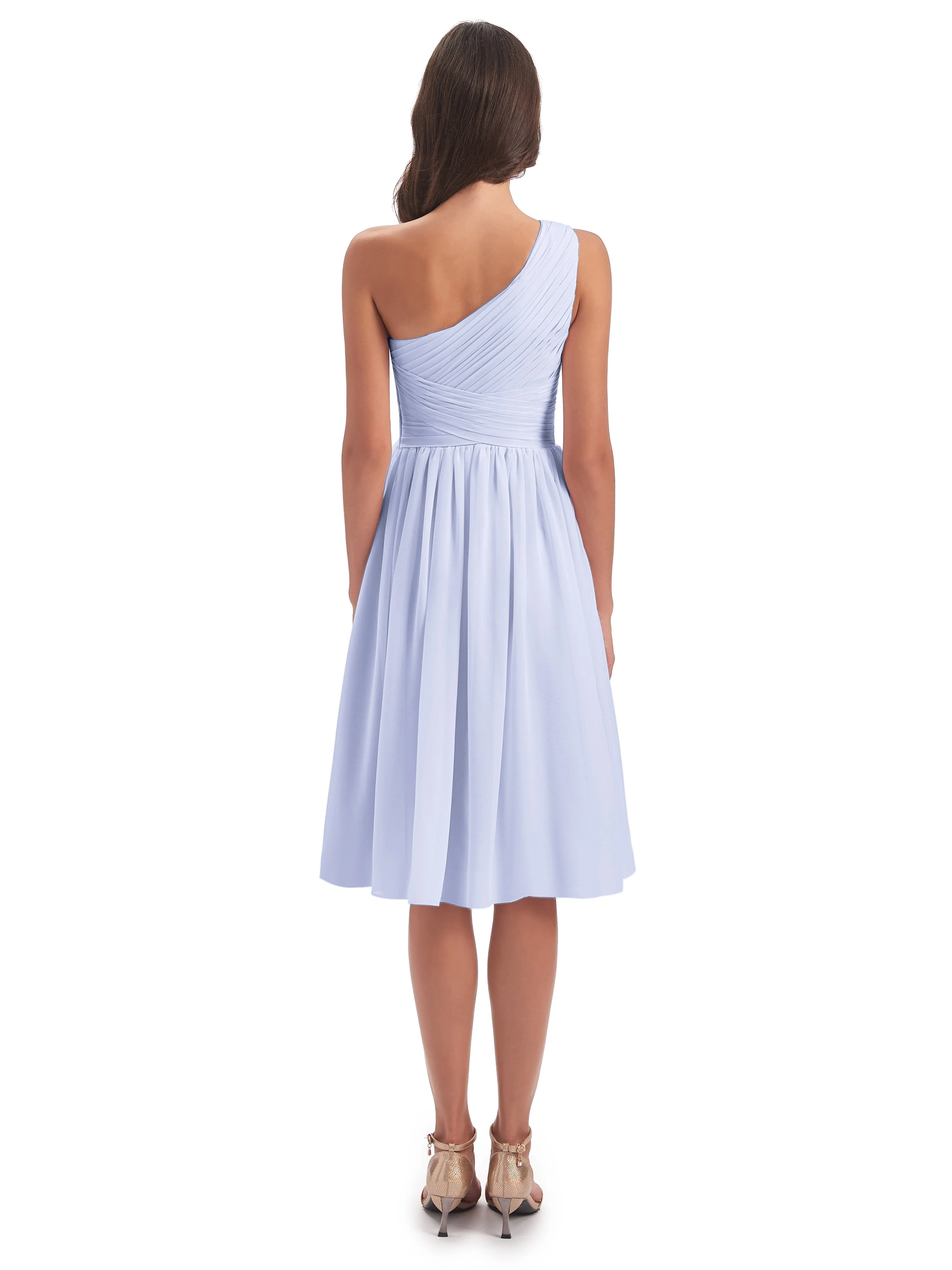 Delilah Simple Chiffon One Shoulder Short Bridesmaid Dresses