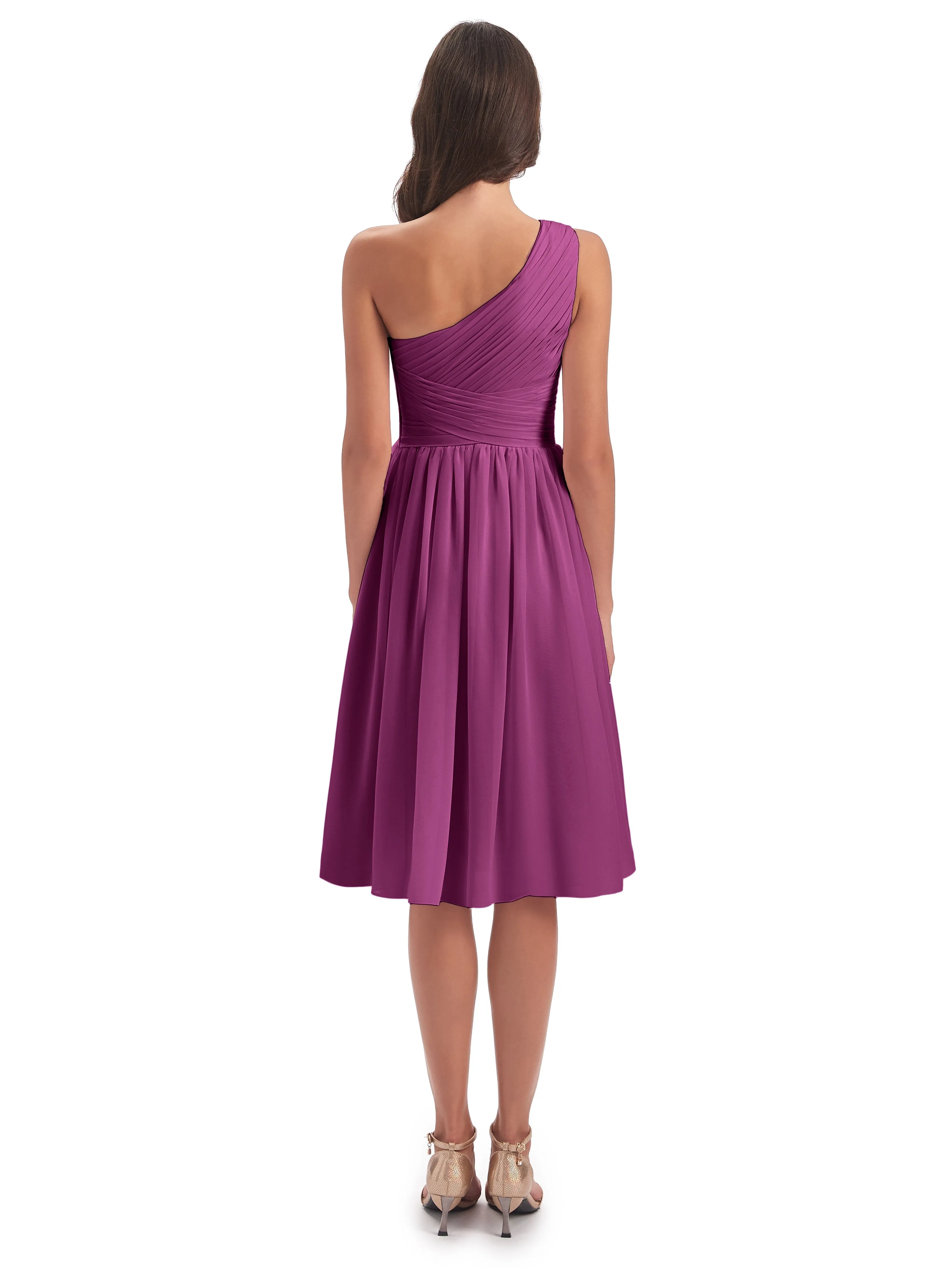 Delilah Simple Chiffon One Shoulder Short Bridesmaid Dresses