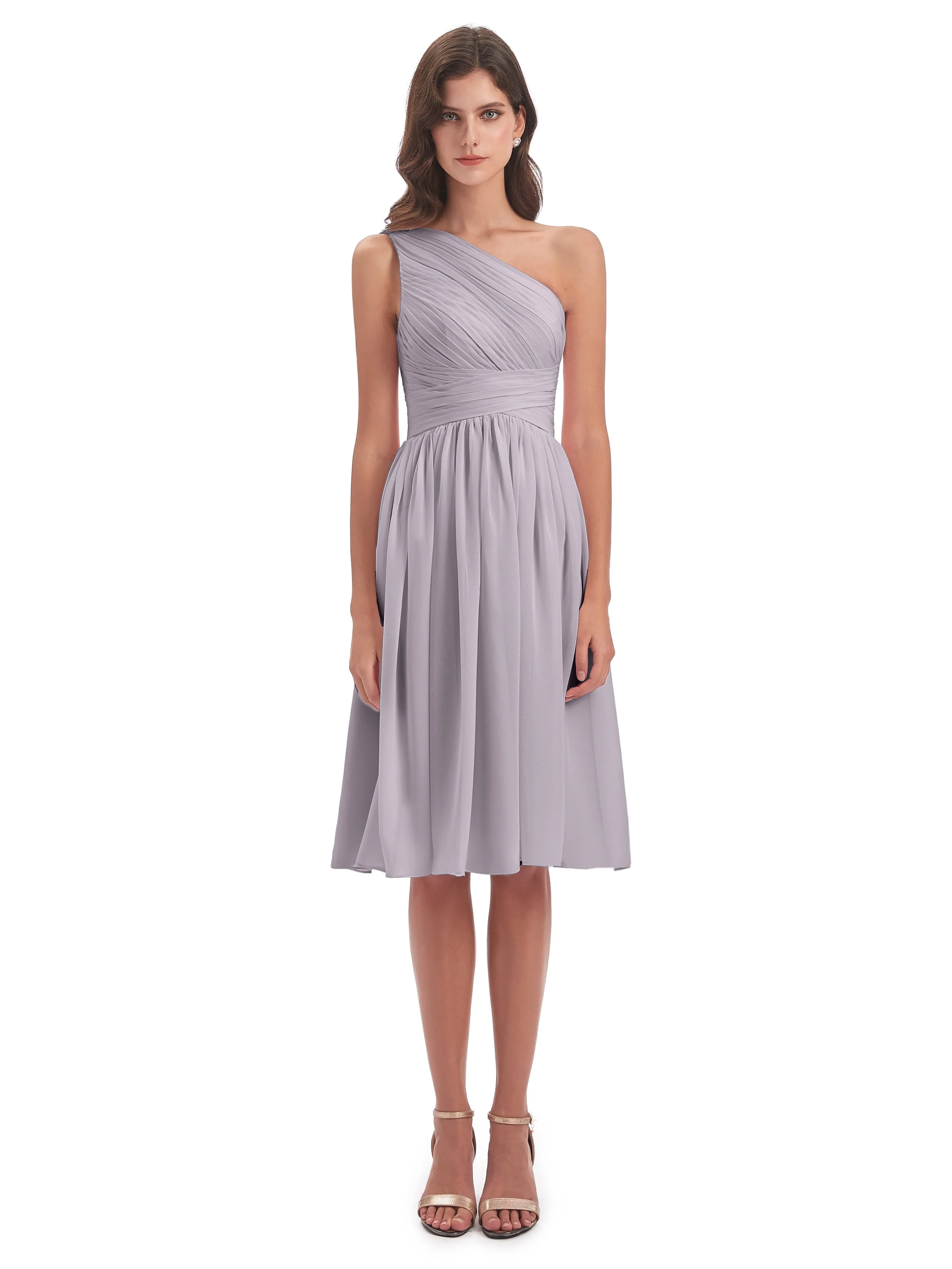 Delilah Simple Chiffon One Shoulder Short Bridesmaid Dresses