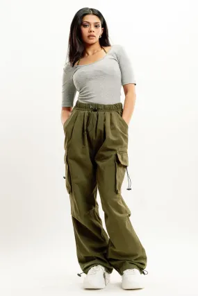 Denim Ef. Olive Green Drawstring Cargo Pant