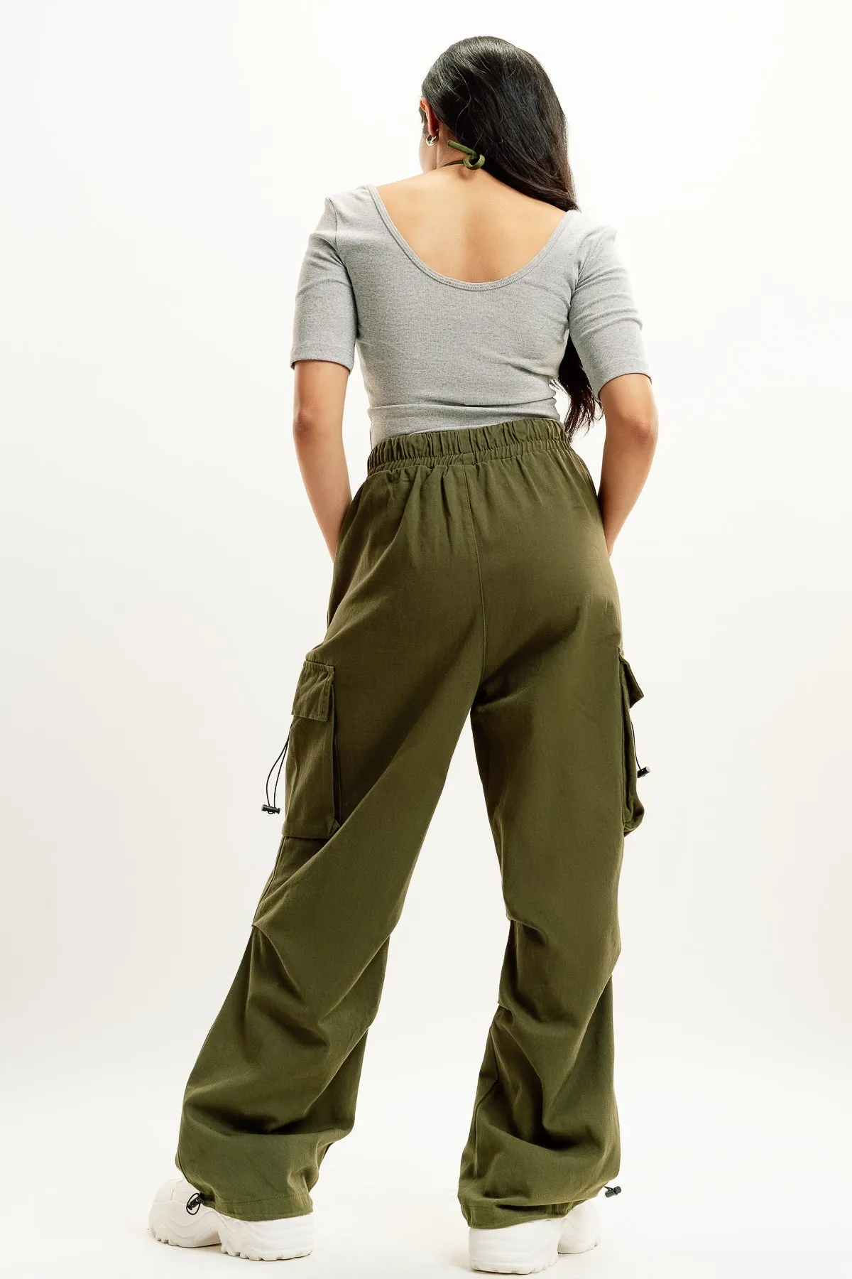 Denim Ef. Olive Green Drawstring Cargo Pant