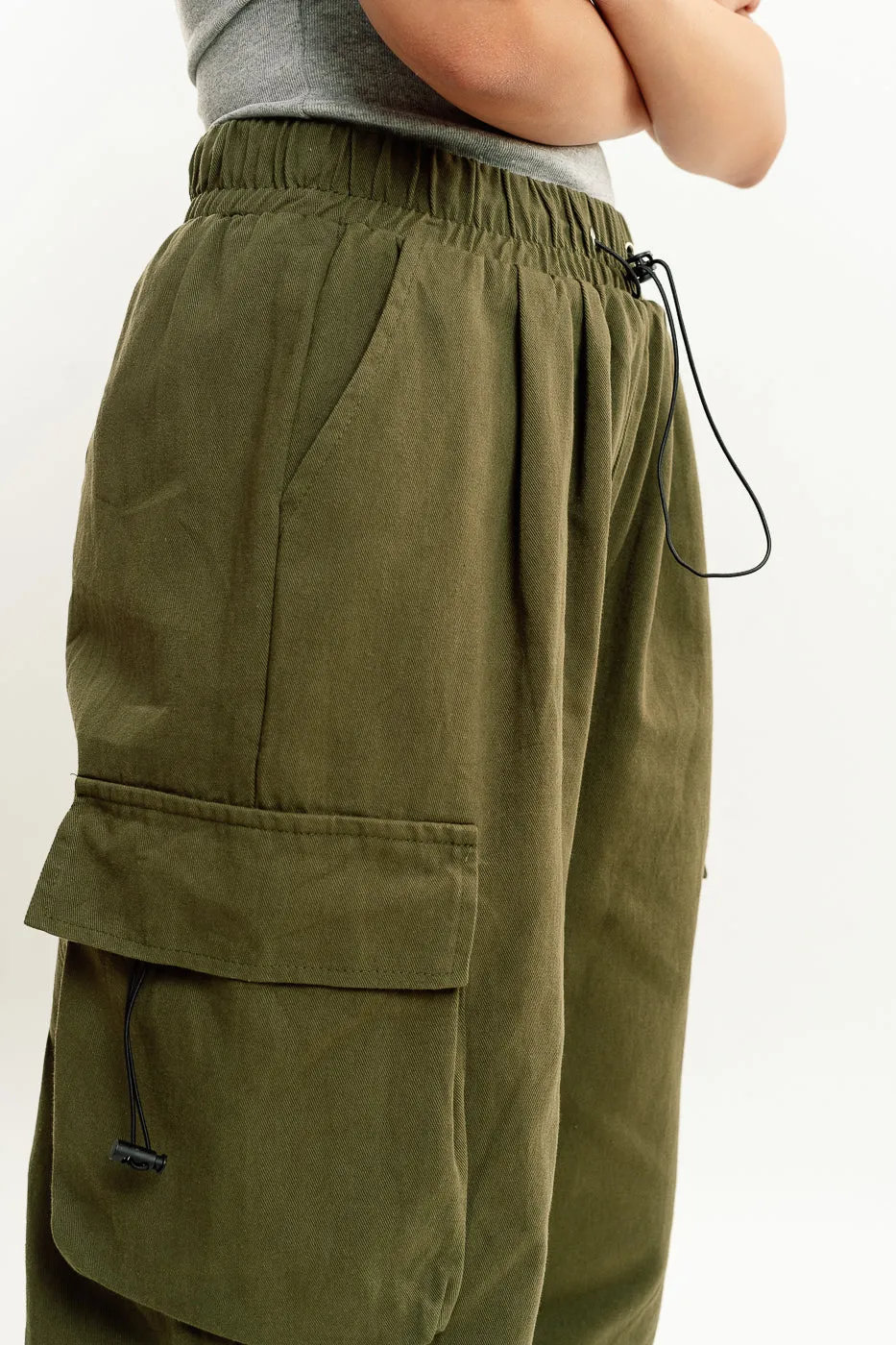 Denim Ef. Olive Green Drawstring Cargo Pant