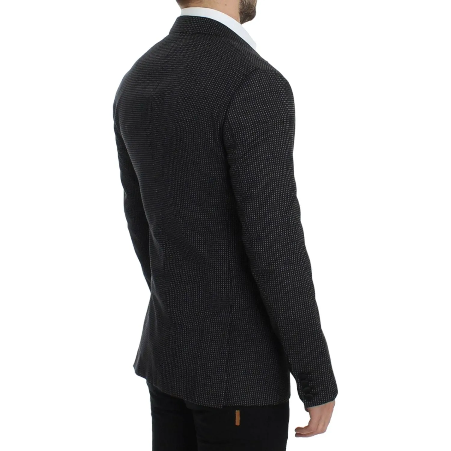 Dolce & Gabbana Elegant Black Polka Dotted Slim Fit Blazer