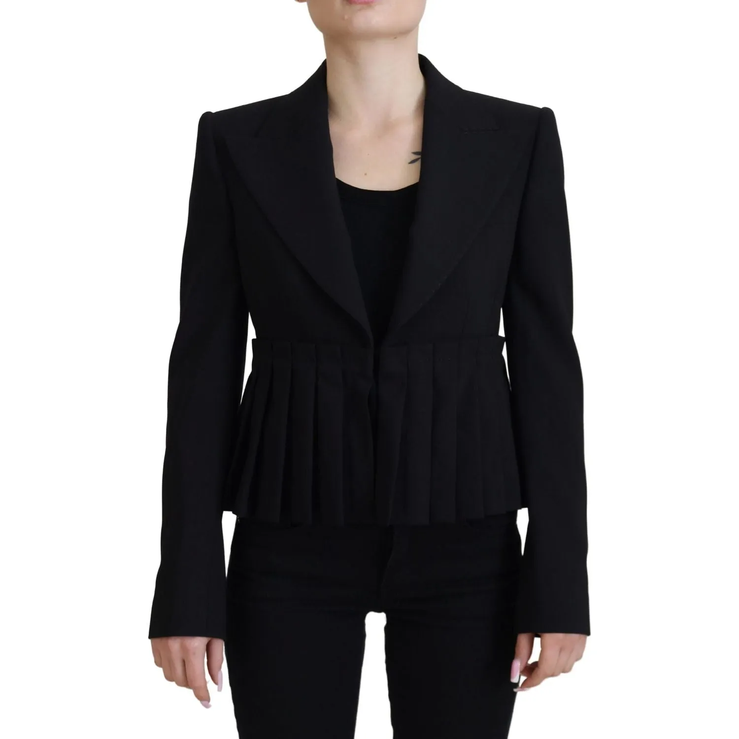 Dolce & Gabbana Elegant Black Stretch Wool Blazer